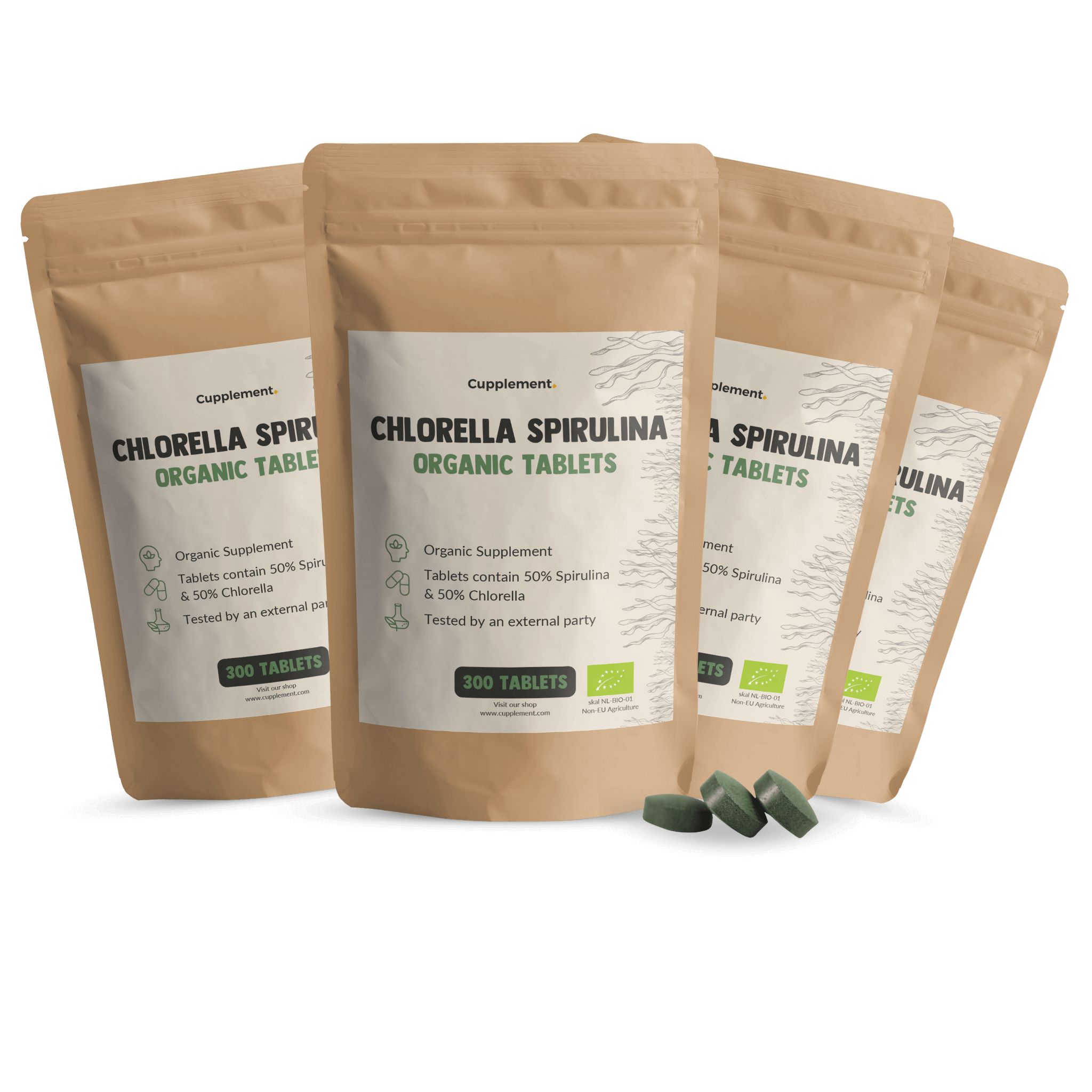 Cupplement® - Bio Spirulina & Chlorella Presslinge 500 mg Tabletten Multipack