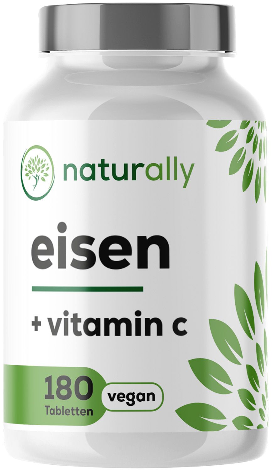 naturally Eisen und Vitamin C | 20 mg Eisen + 40 mg Vitamin C, 180 Tabletten, 6 Monate Vorrat