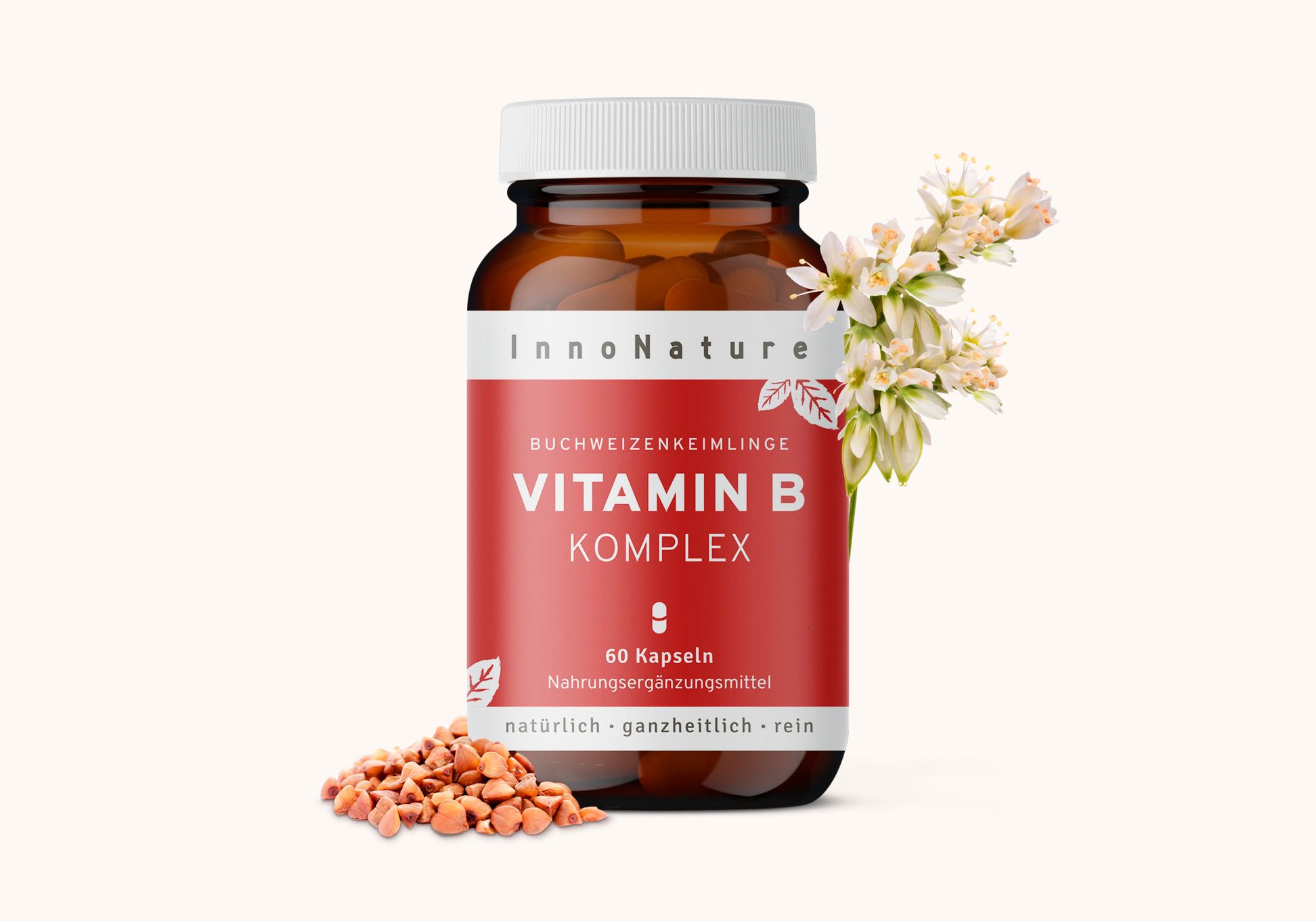 InnoNature Vitamin B Komplex | Vitamin B1, B2, B3, B5, B6, B7, B9, B12 | vegan