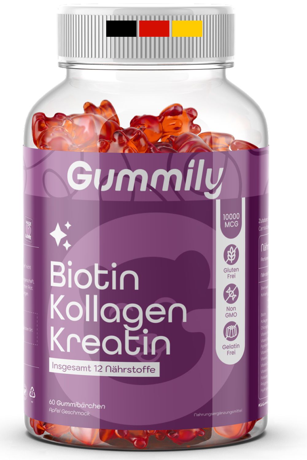 Gummily® Biotin Gummibärchen - LABORGEPRÜFT mit Kollagen & Kreatin - für Harre, Haut & Nägel