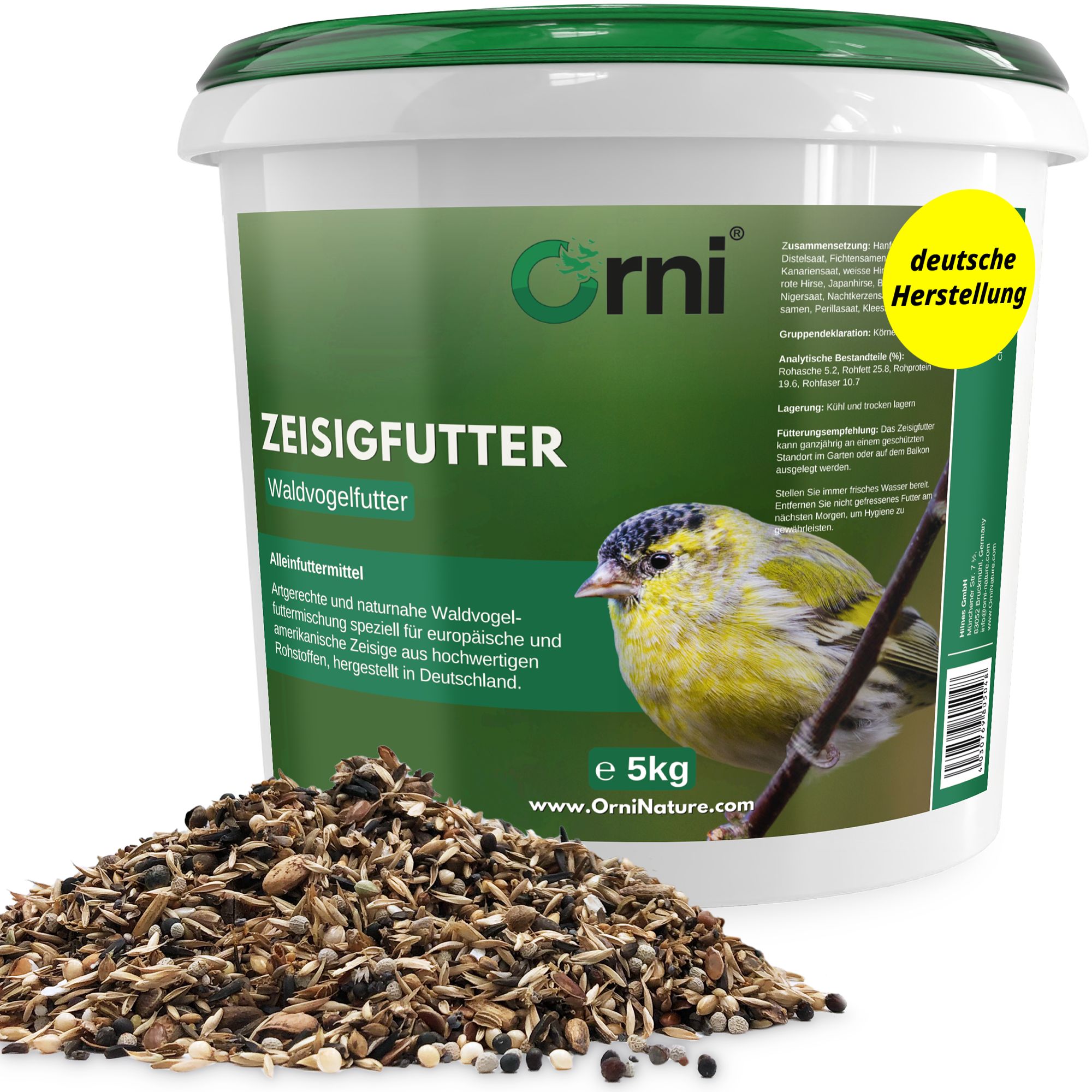 Orni Zeisig 5kg I Hochwertiges Zeisig Vogelfutter I Mischung aus natürlichen Samen und Körnern