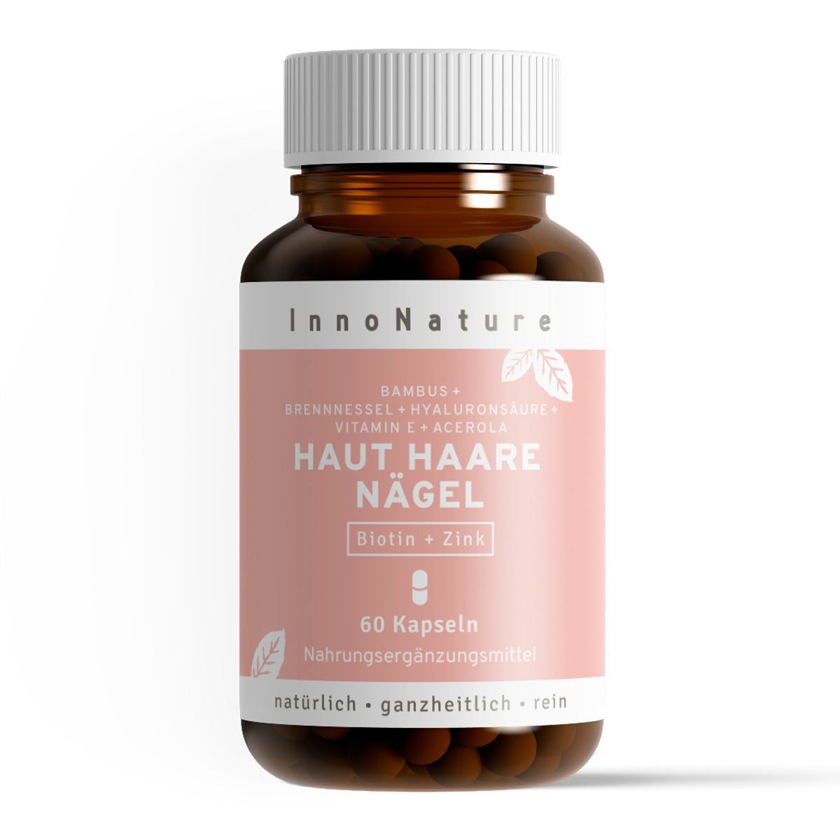InnoNature Haut Haare Nägel 60 Kapsel | mit Bambus, Brennnessel, Hyaluronsäure, Biotin und Zink