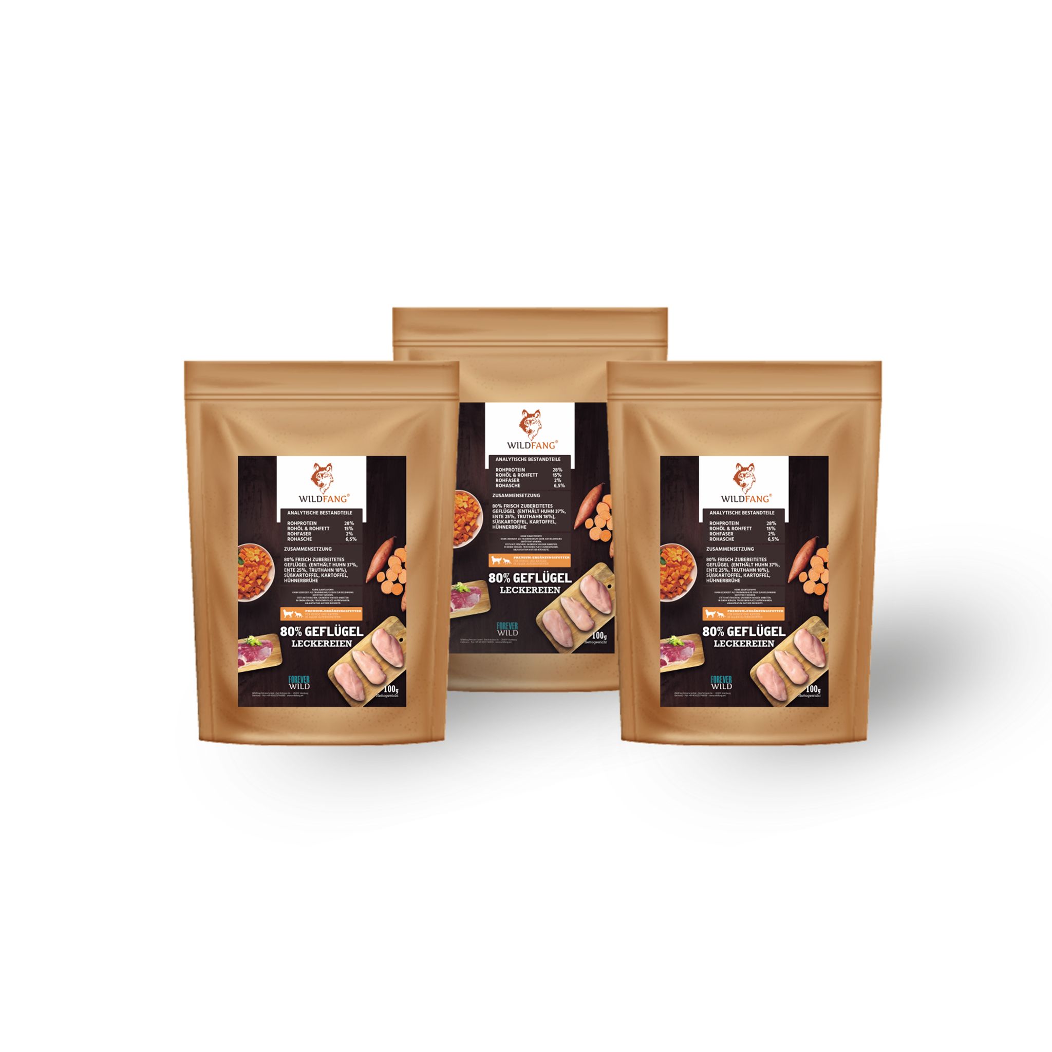 Snacks mit 80% Geflügel - getreidefrei - 3er Set