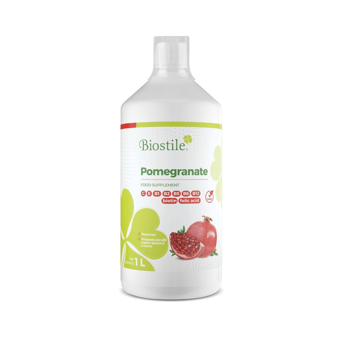 Biostile Granatapfelsaft – Natürlicher Saft mit Vitamin C, B-Vitaminen, Vitamin E & Biotin