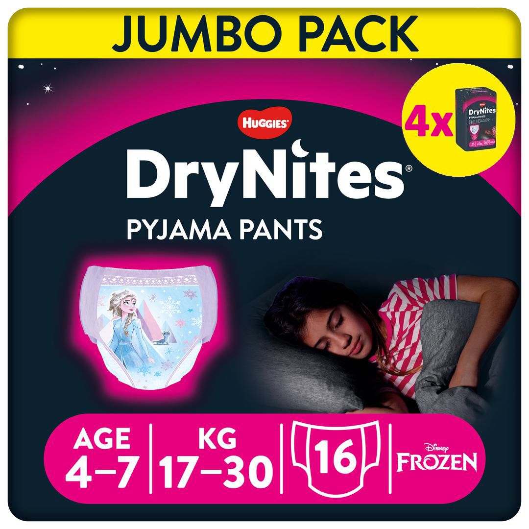 Huggies DryNites Windeln Windelhosen Mädchen 4-7J 17-30kg Jumbo Monatspack
