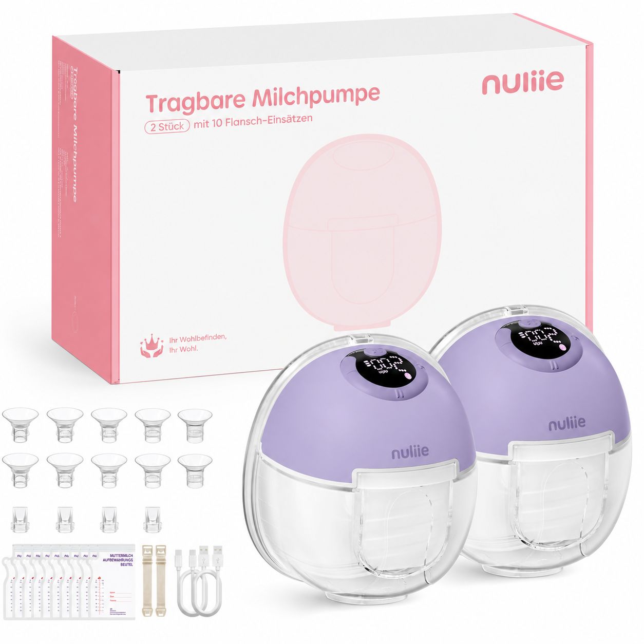 Nuliie Milchpumpe Elektrisch tragbar Violet