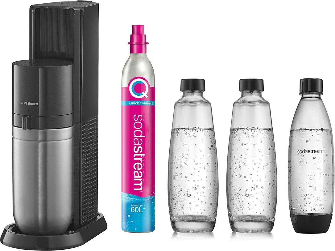 SodaStream Trinkwasser-Sprudler 1016813490 DUO Promopack titan 2 Glaskaraffen 1 L + 1 Fuse 1 L