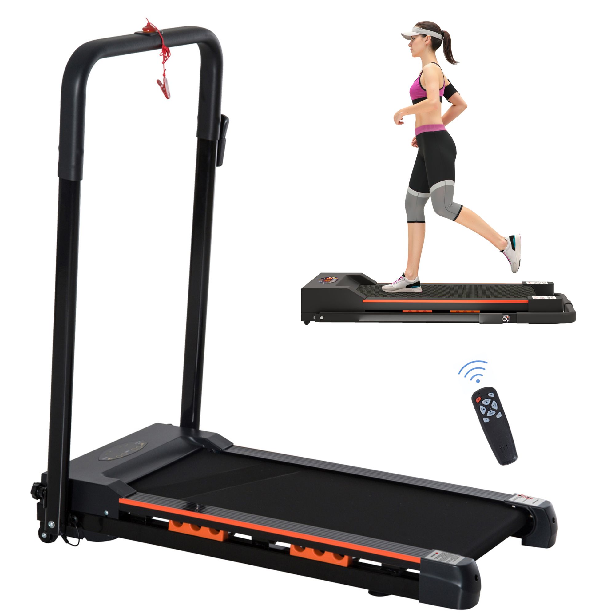 HOMCOM Klappbares elektrisches Laufband mit Fernbedienung, LCD-Display und Geschwindigkeit 1–6 km/h