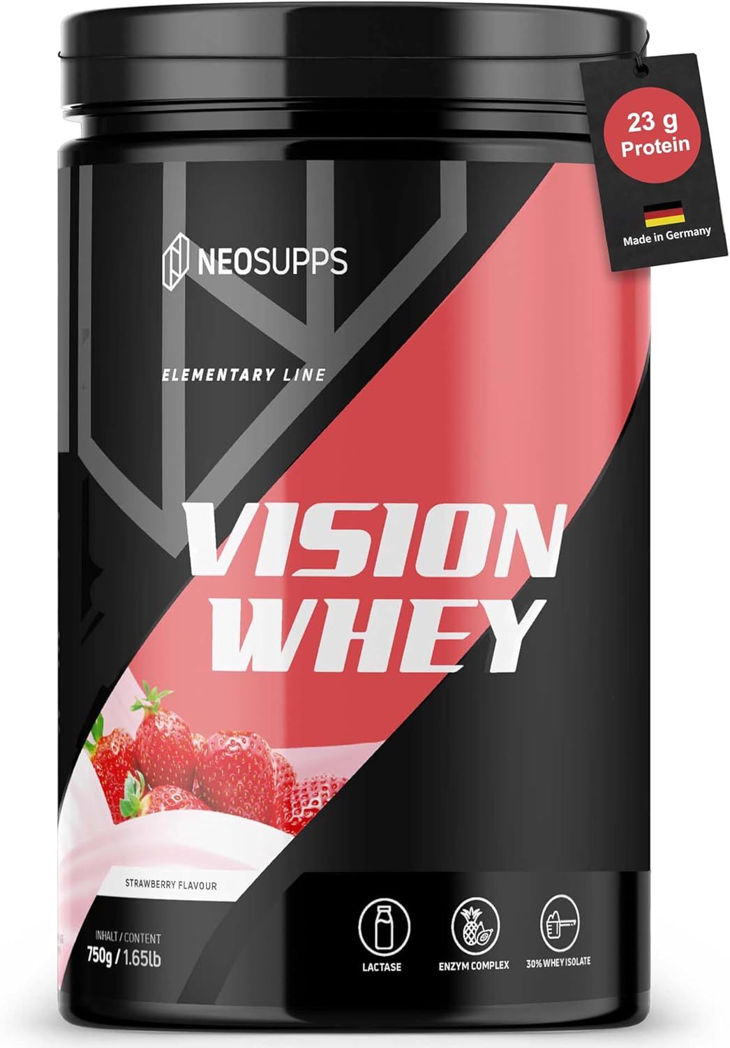 Neosupps Vision Whey Strawberry, 750g, Eiweiss Protein Pulver