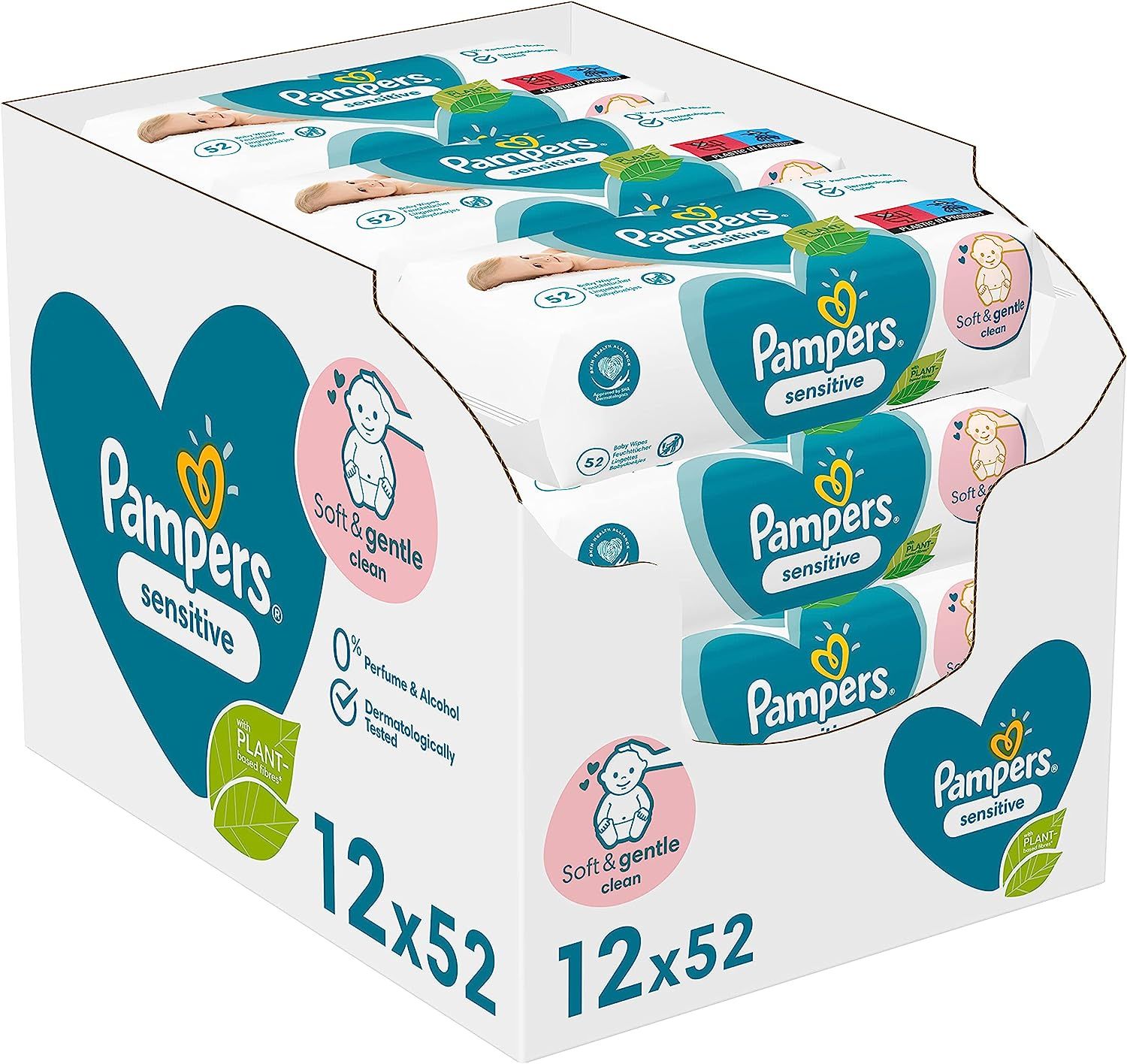 Pampers Sensitive Baby-Feuchttücher, 12 Packungen = 624 Feuchttücher