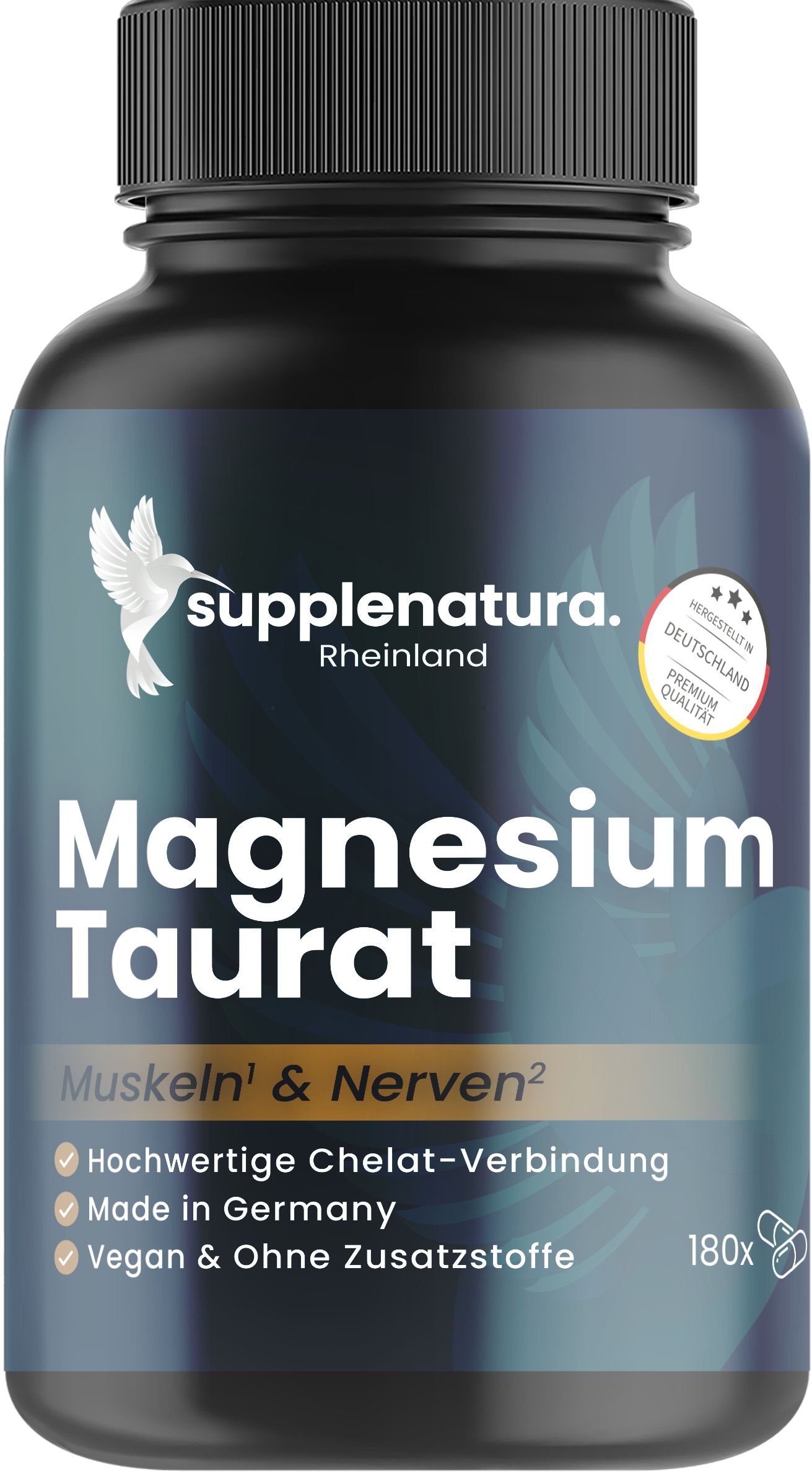 supplenatura Rheinland® - Magnesium-Taurat Kapseln, 180 Stück, 192 mg Magnesium Taurate