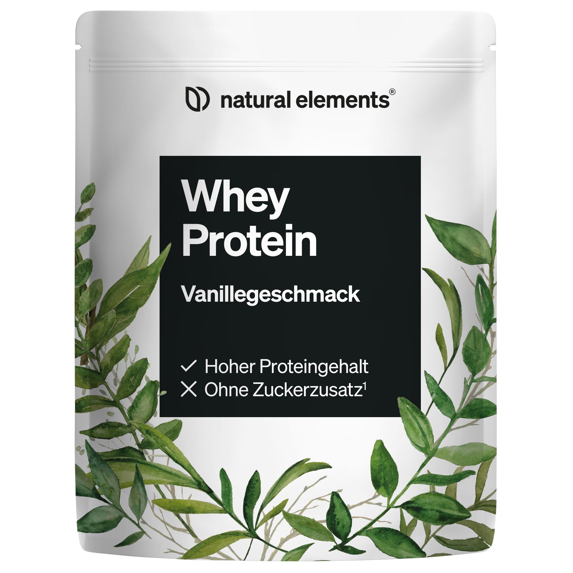 natural elements Whey Protein Pulver – Vanille – 1kg – 24g Protein pro Portion – nicht zu süß