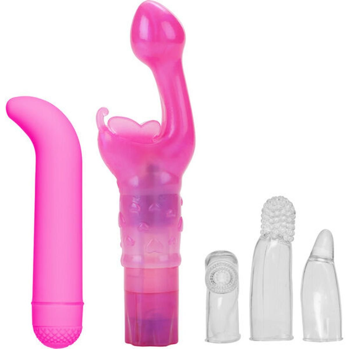 Toy-Kit 'G-Spot' | inkl. Massagegerät, 3 Massagehülsen, Schmetterlingskuss | California Exotics