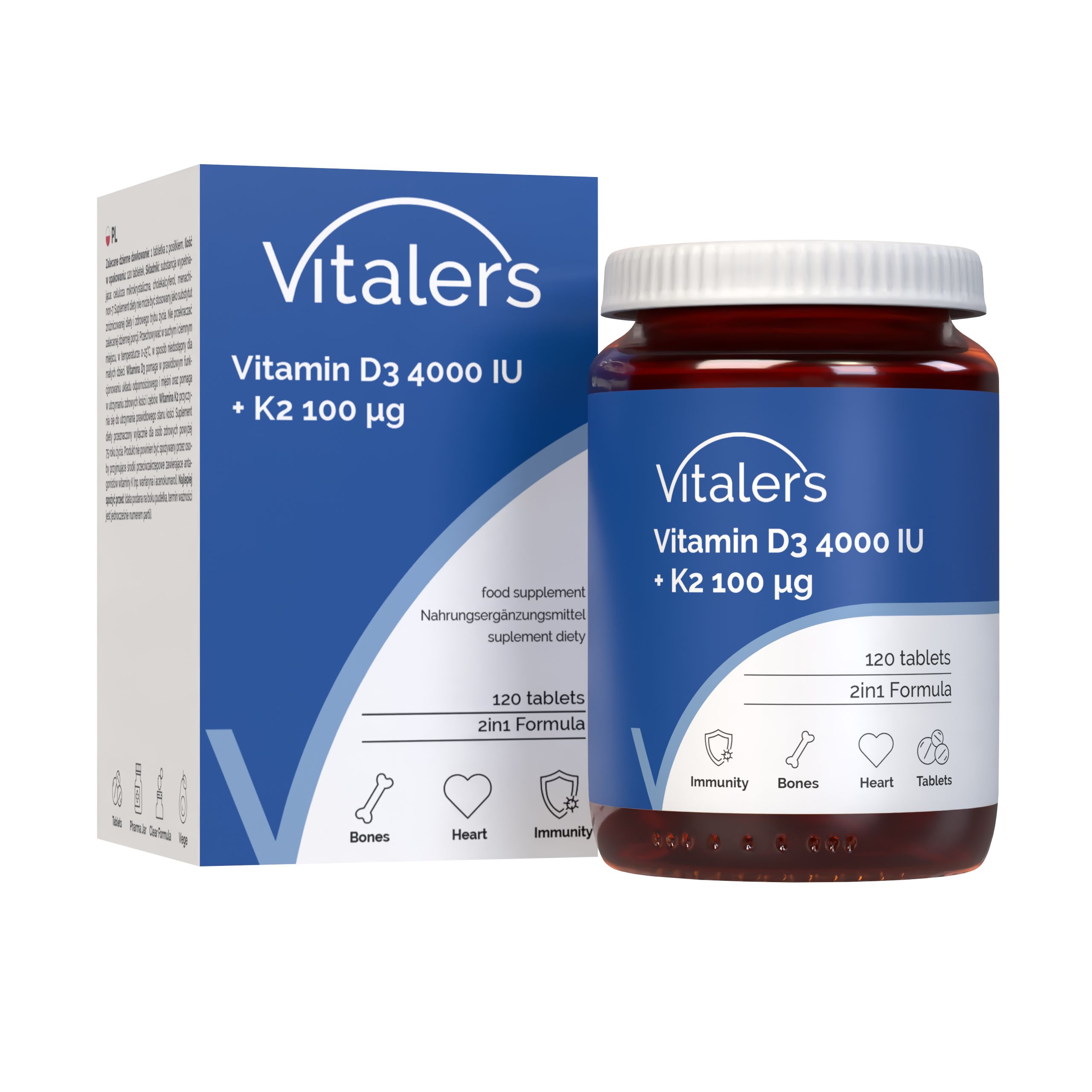 Vitaler’s Vitamin D3 4000 IU + Vitamin K2 MK-7 100 µg - 120 Tabletten