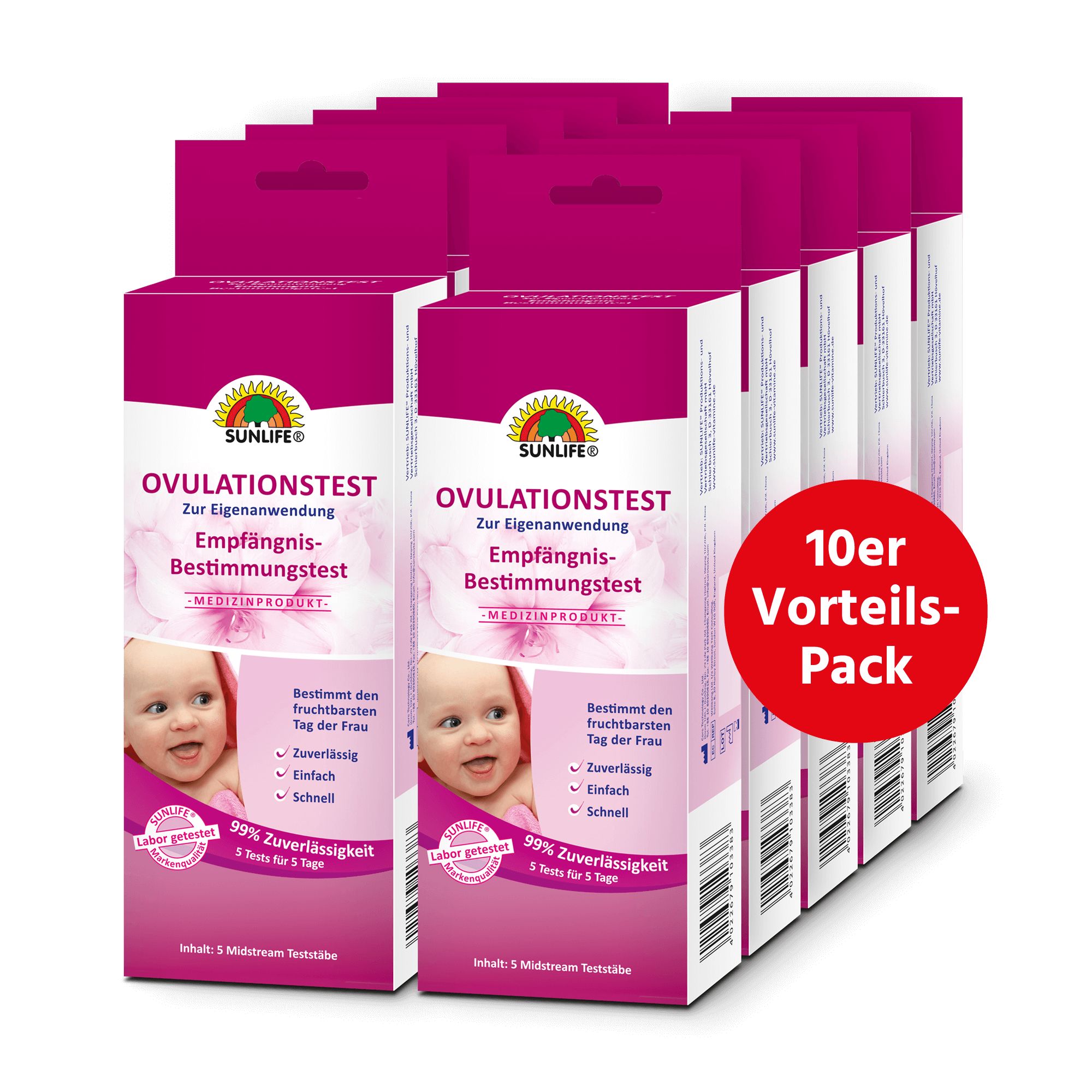 10x SUNLIFE® Ovulationstest Schnell-Teststäbchen