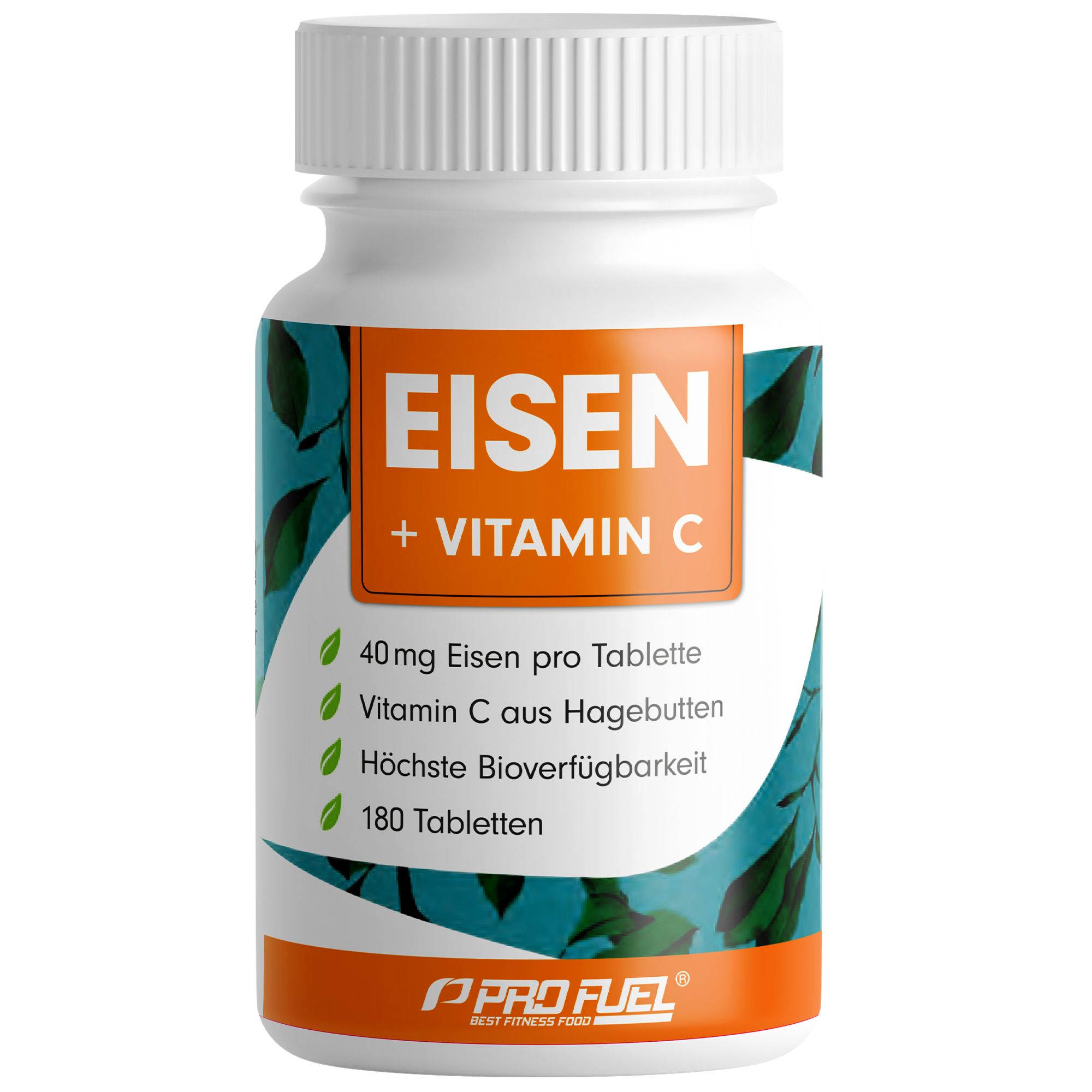 ProFuel - EISEN Tabletten mit natürlichem Vitamin C, 40mg Eisen & 40mg Vitamin C 180 Kapseln