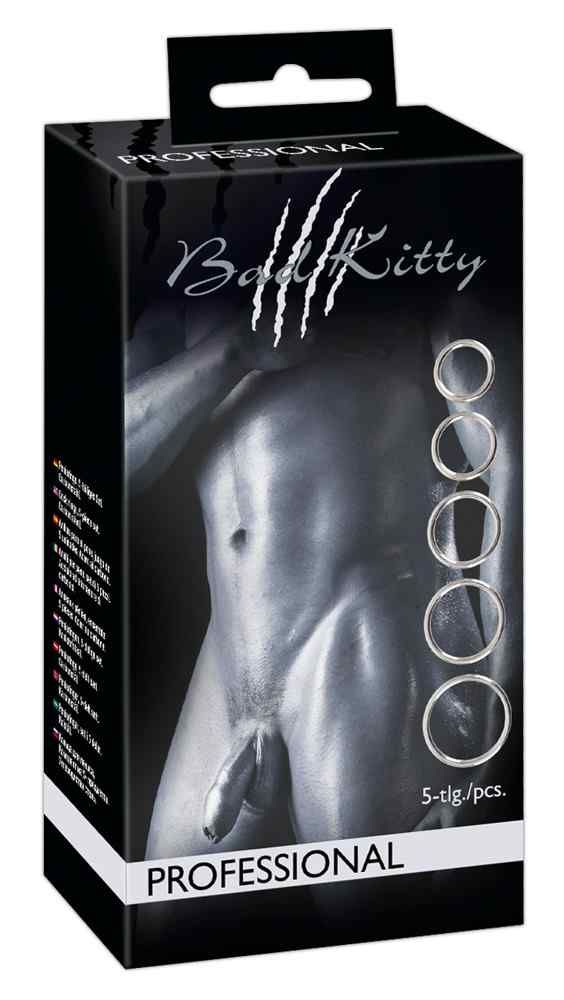 Bad Kitty - Penis- und Hodenring-Set - 5 Metallringe für intensiven Halt