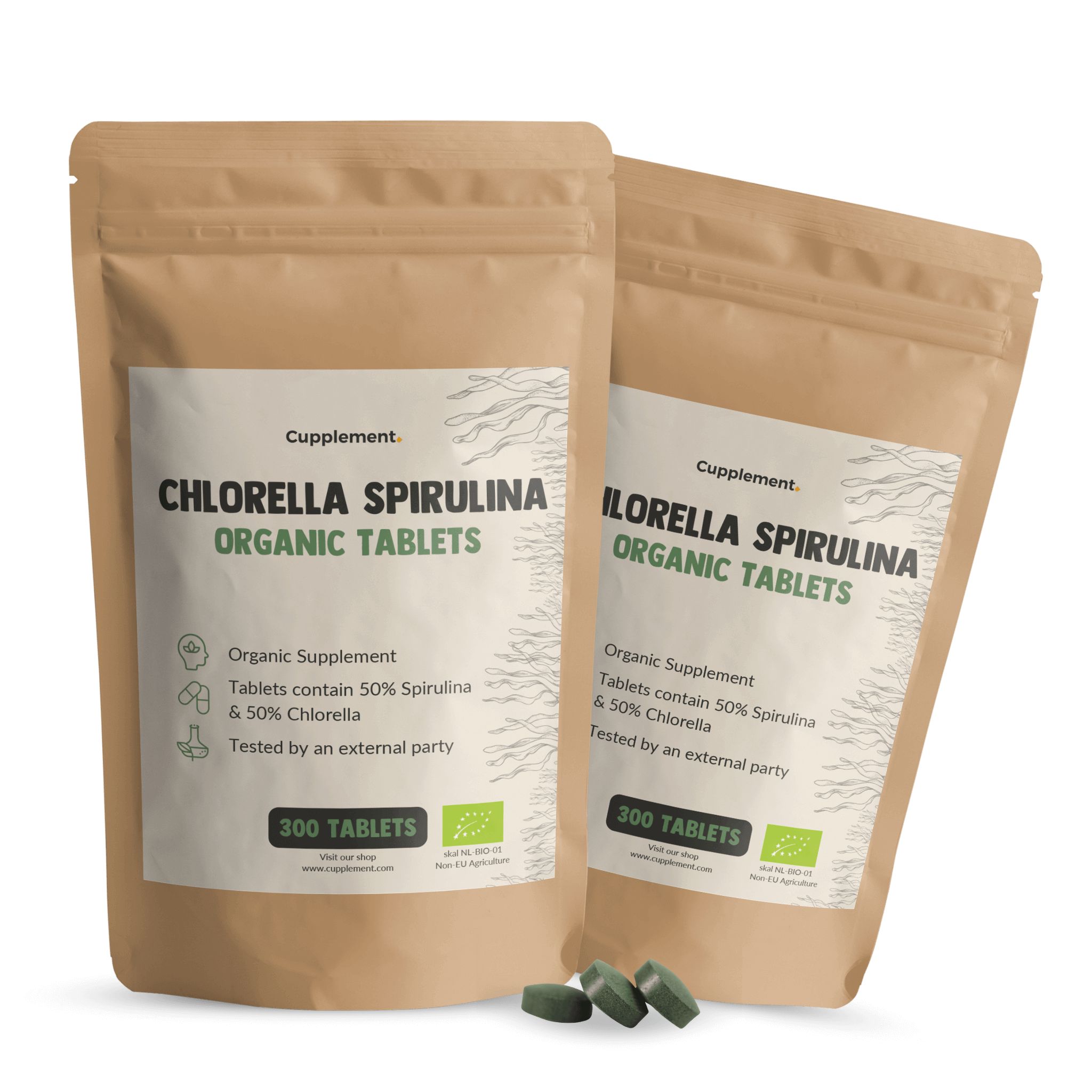 Cupplement® - Bio Spirulina & Chlorella Presslinge 500 mg Tabletten Kombipack