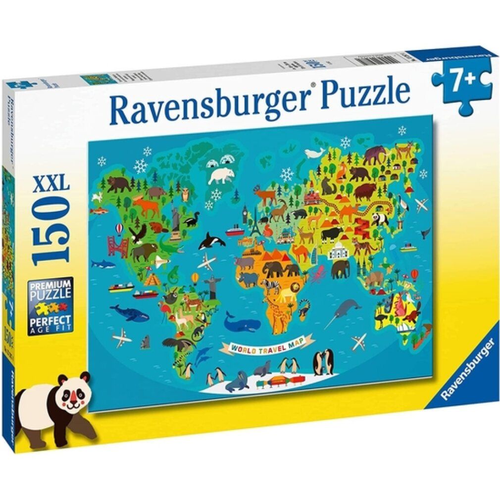 Tiere Weltkarte Jigsaw Puzzle, 150pcs. xxl