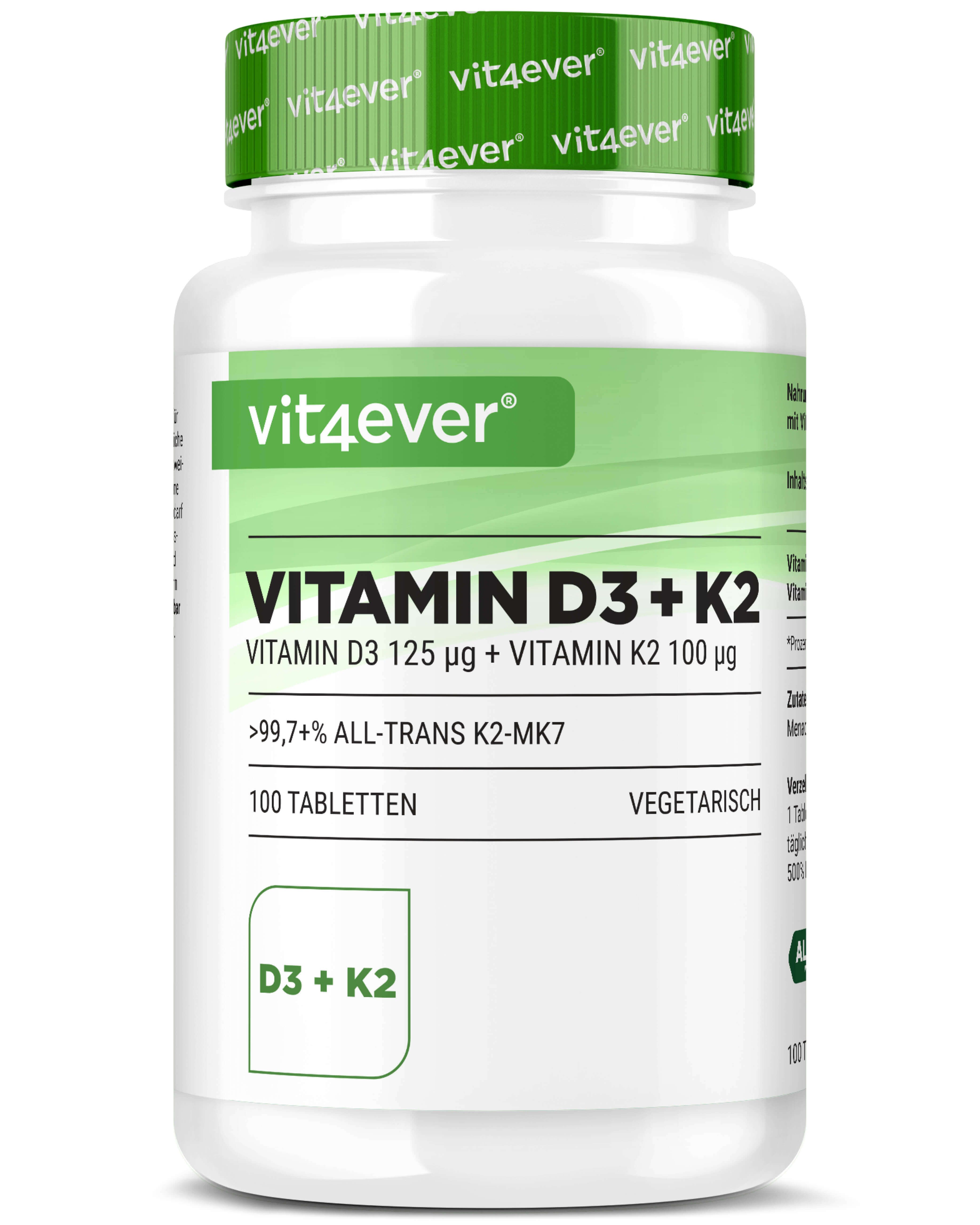 vit4ever Vitamin D3 5.000 I.E. + Vitamin K2 100 mcg