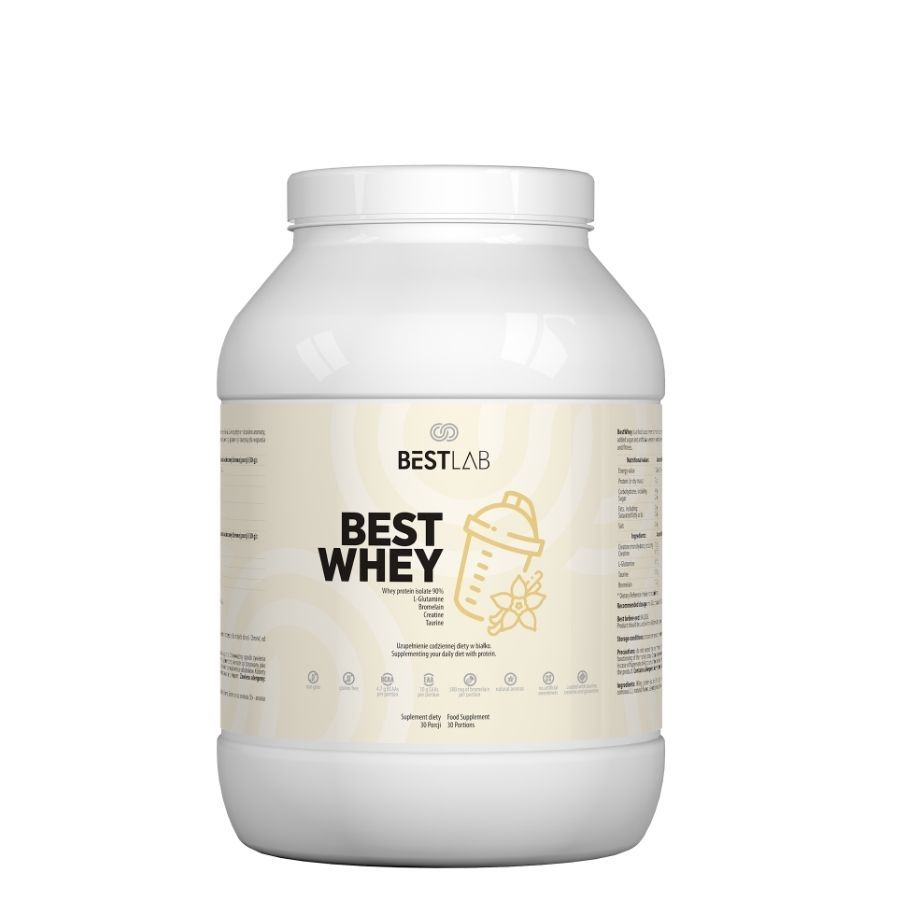 Best Lab Best Whey Proteinpräparat mit Kreatin ohne künstliche Aromastoffe.
