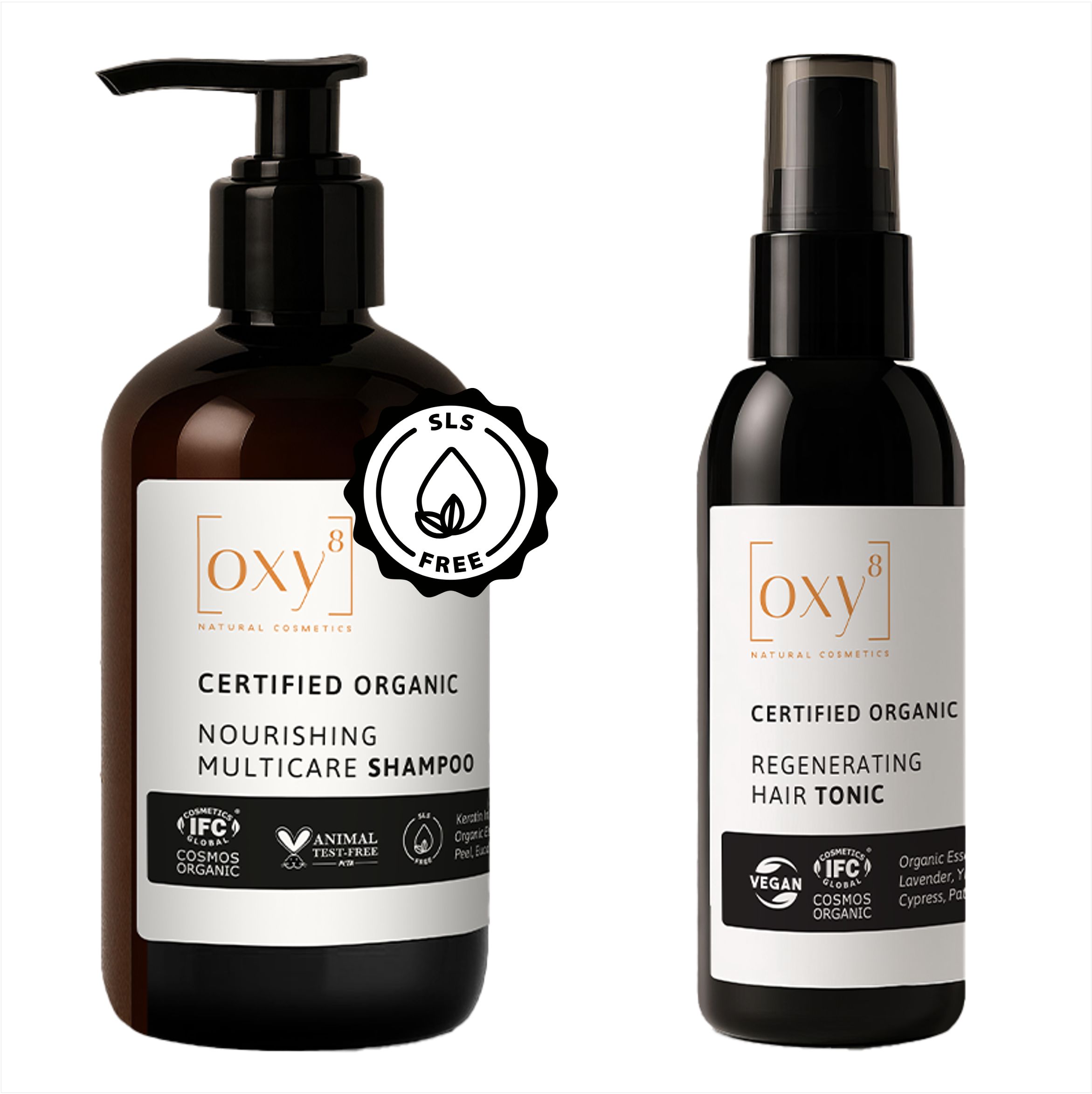 OXY8 Naturkosmetik MÄNNER HAARPFLEGE SET – Shampoo & Tonic gegen Haarausfall & Schuppen