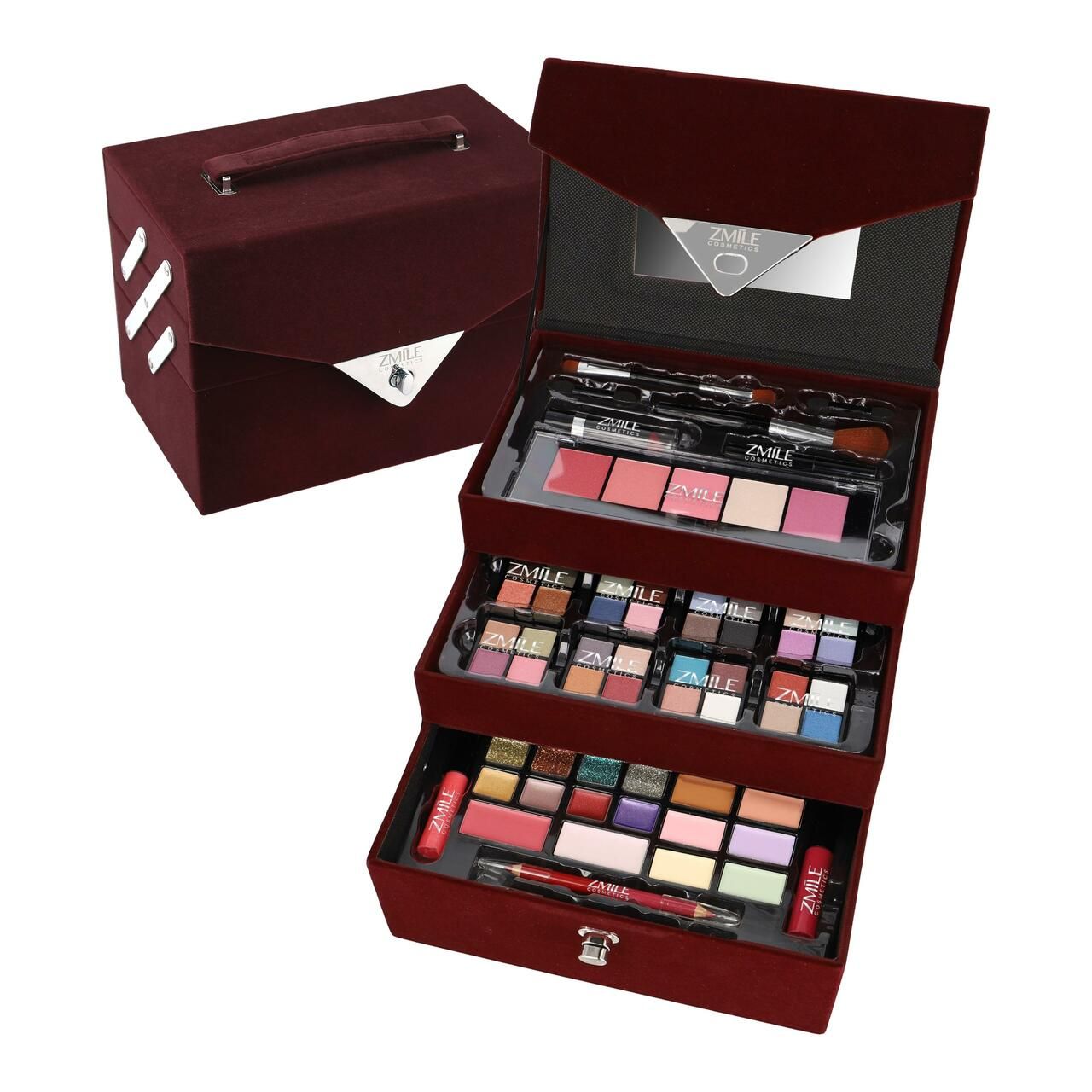 ZMILE cosmetics, Kosmetik-Koffer Beauty Case Velvety dark red 74 Teile