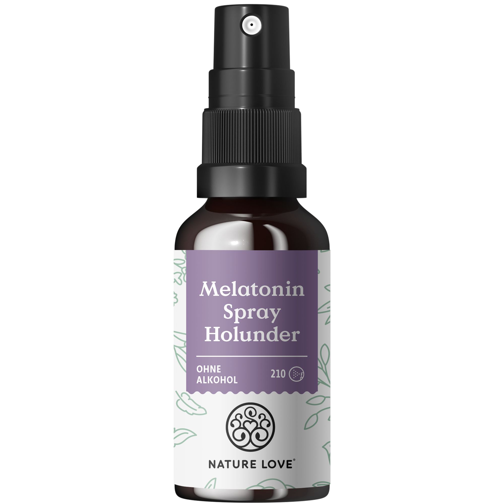 NATURE LOVE® Melatonin Spray – Holunder – ohne Alkohol – 0,5mg Melatonin/Tag – Vitamin B1 & 6 – 30ml