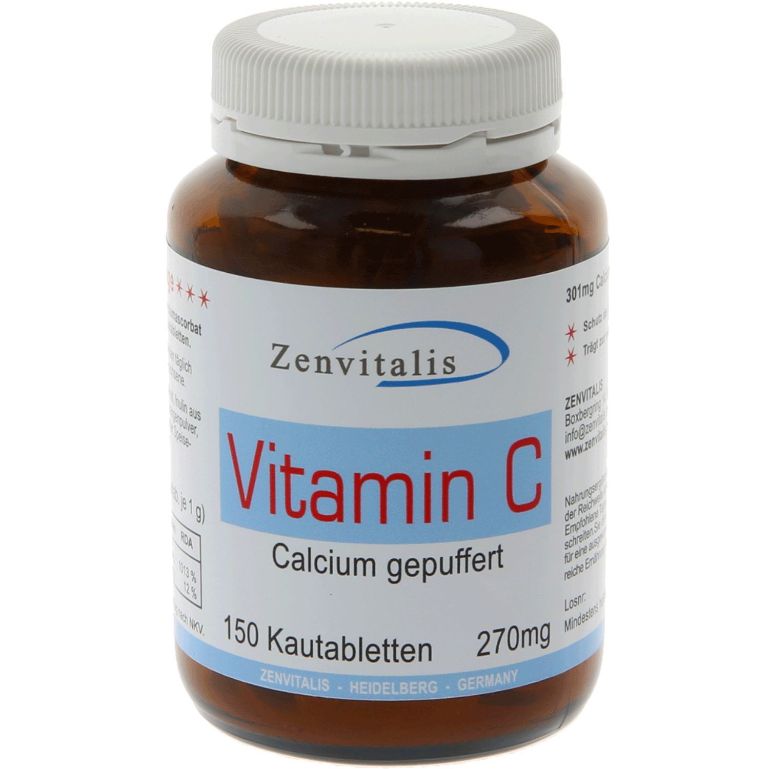 Zenvitalis Vitamin C hochdosiert gepuffert – 150 Vitamin C Kautabletten à 270mg Vitamin C