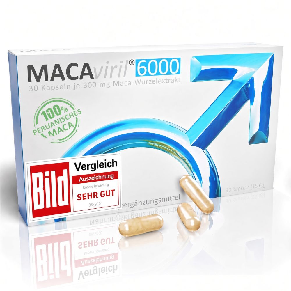 MACAviril 6000® Maca Kapseln hochdosiert für den Mann | k. chem Potenzmittel, Testosteron Booster