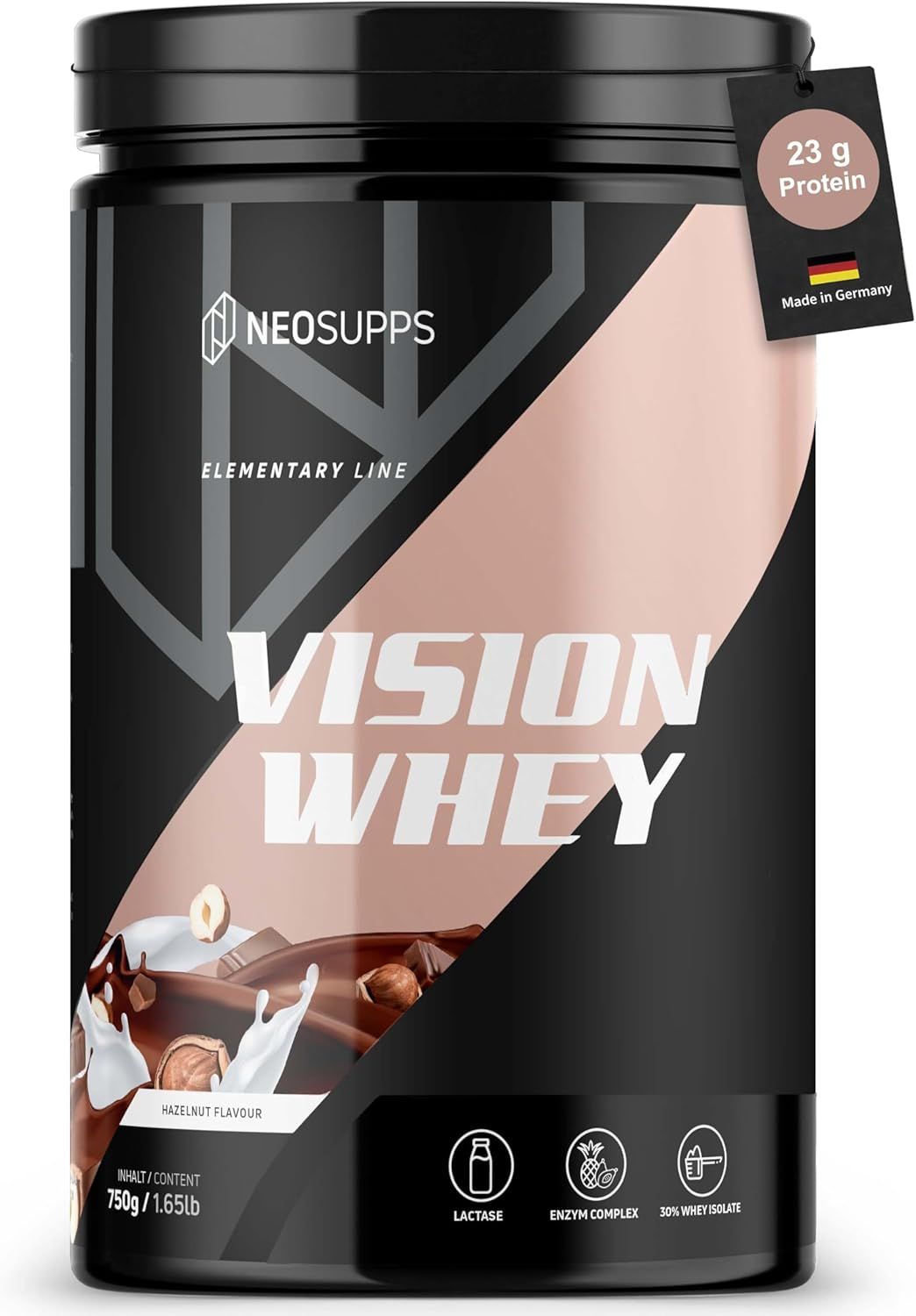 Neosupps Vision Whey Hazelnut, Eiweiss Protein Pulver, zum Abnehmen oder Muskelaufbau, für Shakes