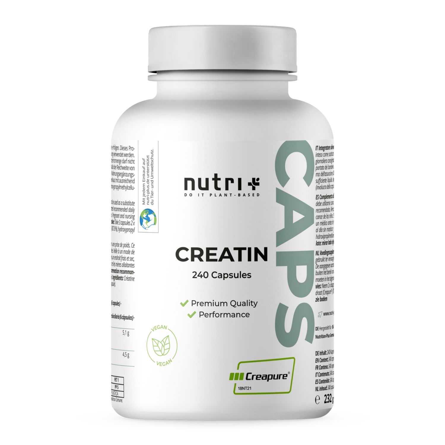 nutri+ Creatin Monohydrat (Creapure®) Kapseln