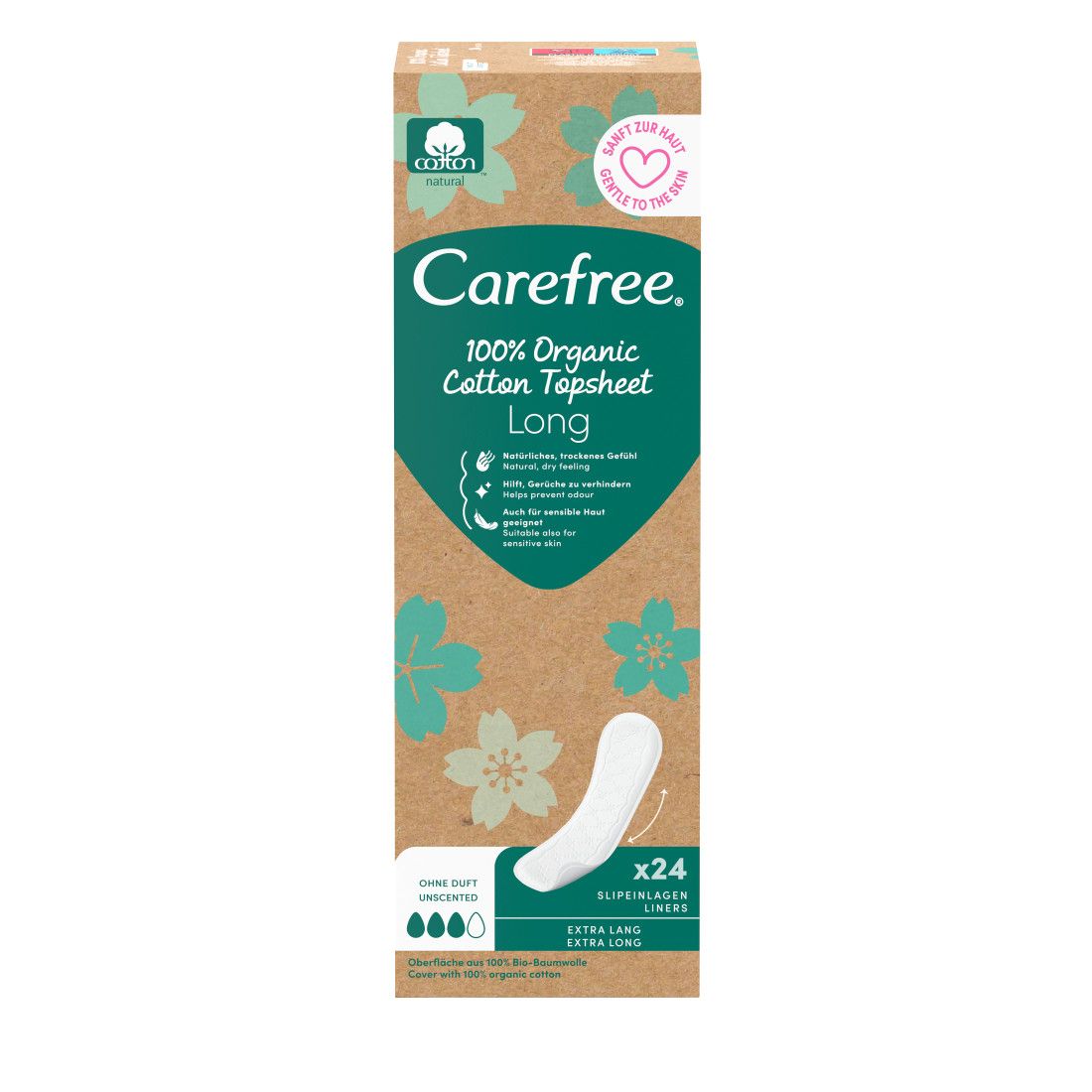 Carefree - Slipeinlagen 'Organic Long ohne Duft'