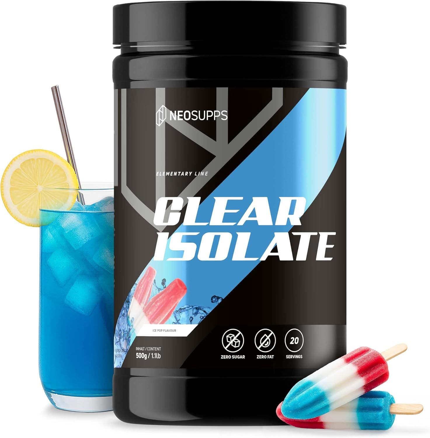 Neosupps Clear Whey Isolat Ice Pop, 500g, Proteinpulver, Eiweißpulver