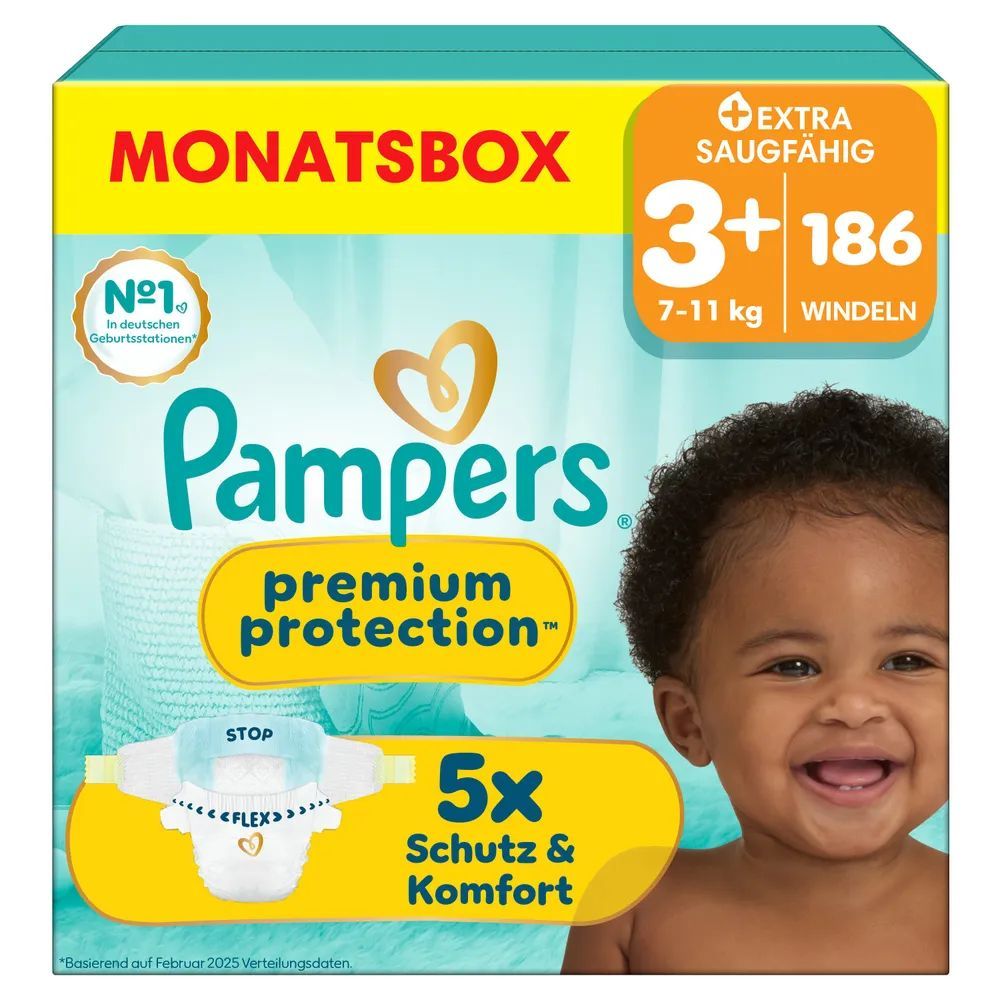 Pampers Premium Protection Gr.3+ Midi Plus 7-11kg  Windeln Monatsbox