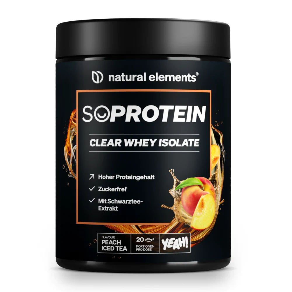 SoProtein Clear Whey Isolate – Peach Iced Tea Geschmack – 600g Proteinpulver – 25g Protein