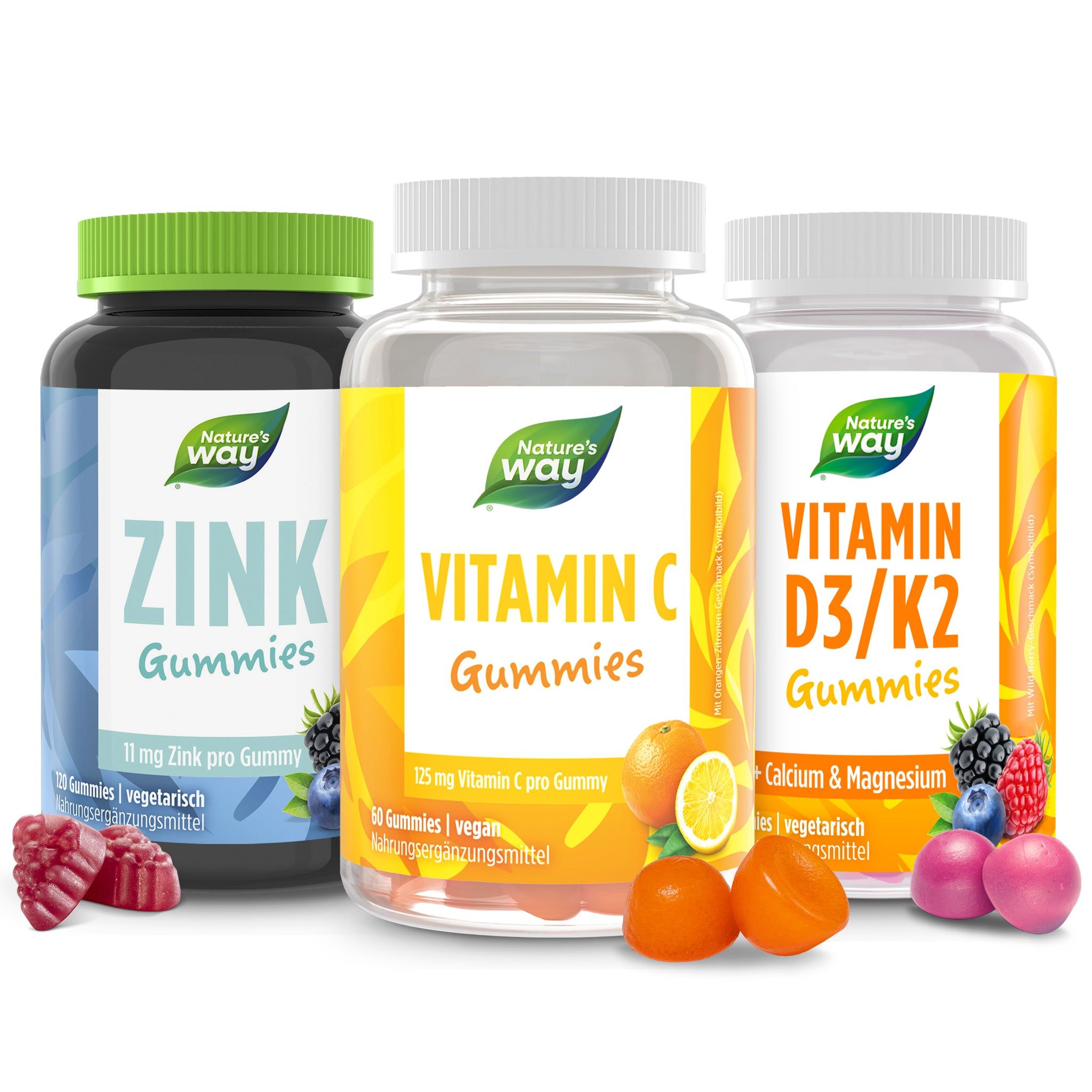 Vitamin C, D und Zink Set I 125 mg Vitamin C I 25 µg Vitamin D3 I 22 mg Zink I vegetarisch I 240 ...