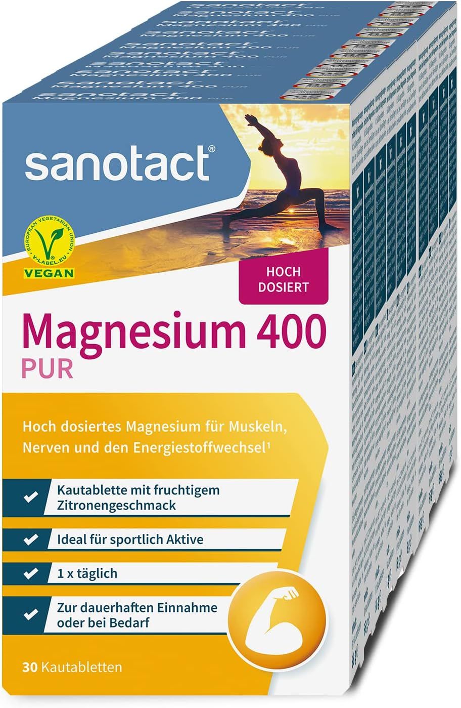sanotact Magnesium 400 (Großpackung) • Magnesium hochdosiert für Muskeln & Nerven