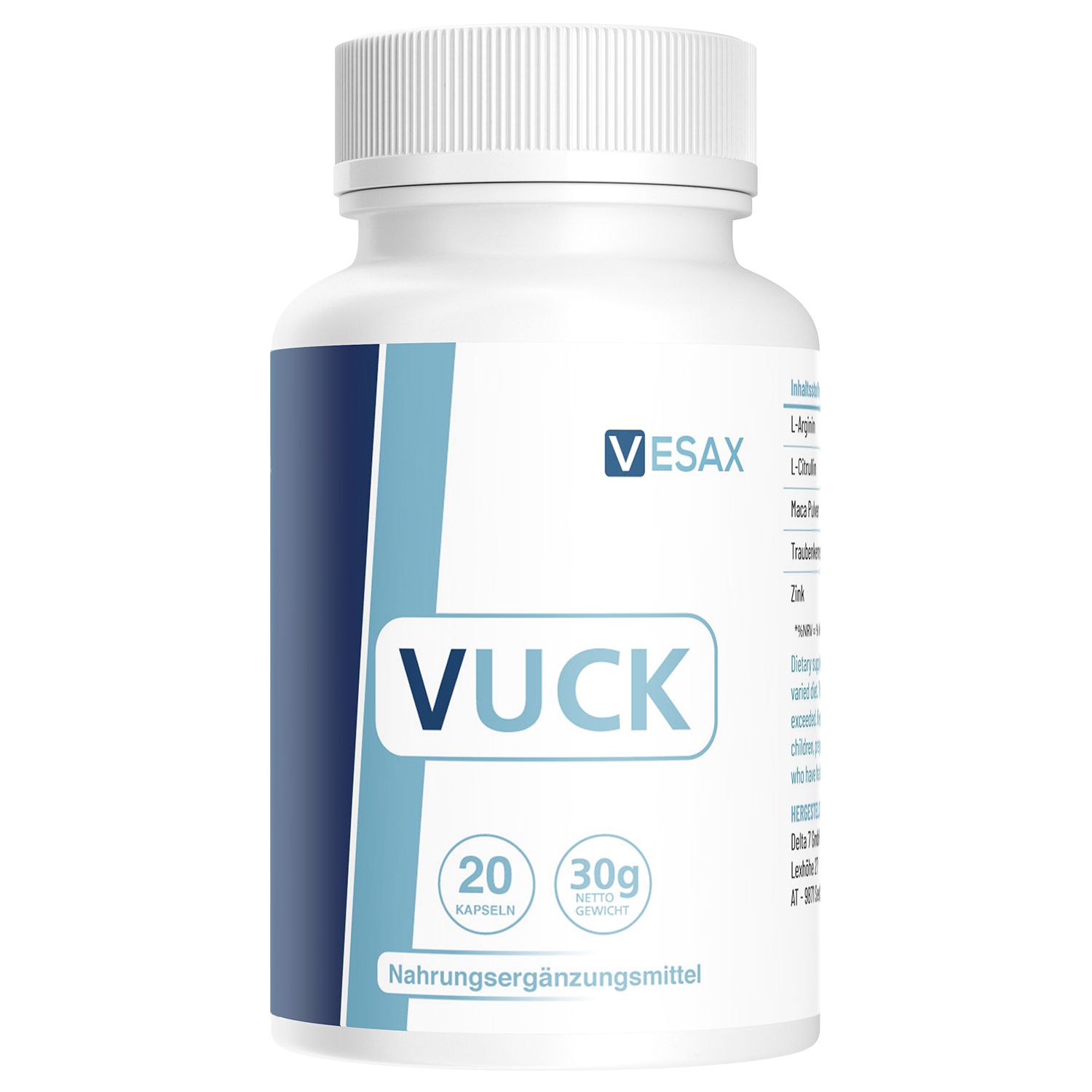 Vuck | Nahrungsergänzungsmittel für Männer | Mit Maca, Zink, Citrullin & L-Arginin