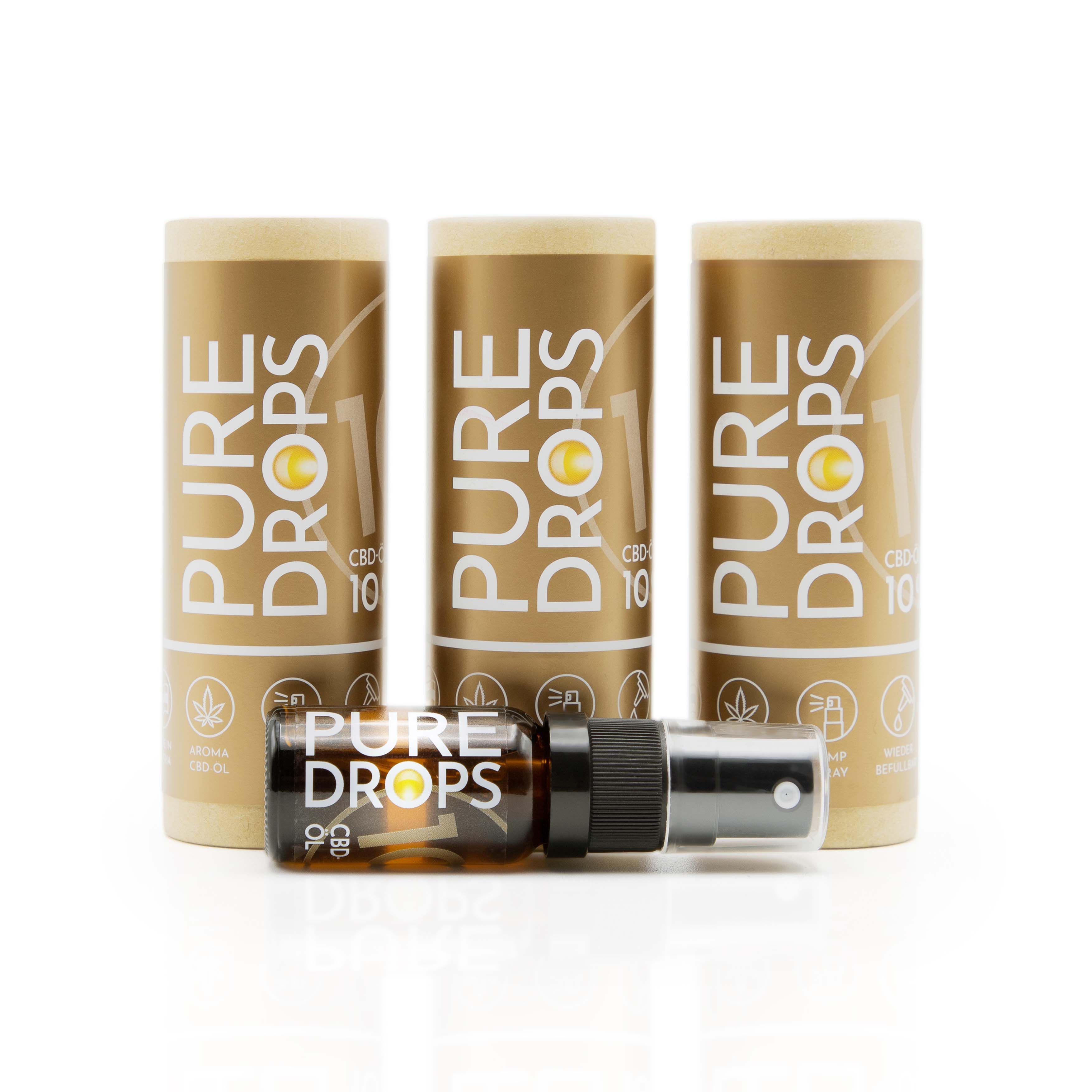 PURE DROPS CBD ÖL 10% Bundle 2+1 Gratis (2.760mg) CBD Vollspektrum aus Österreich Naturextrakt