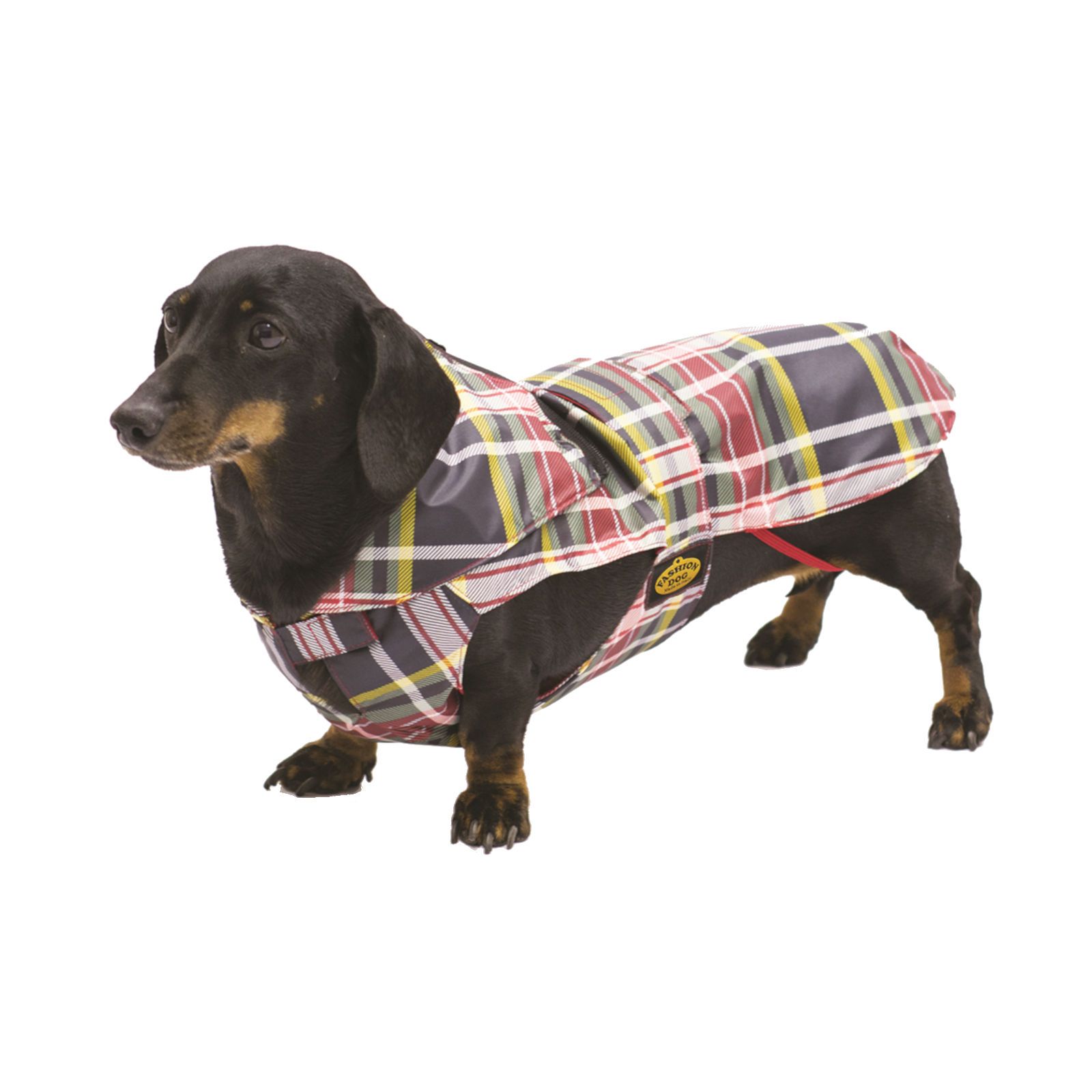 Fashion Dog Hunde-Regenmantel speziell für Dackel - Tartan - 47 cm