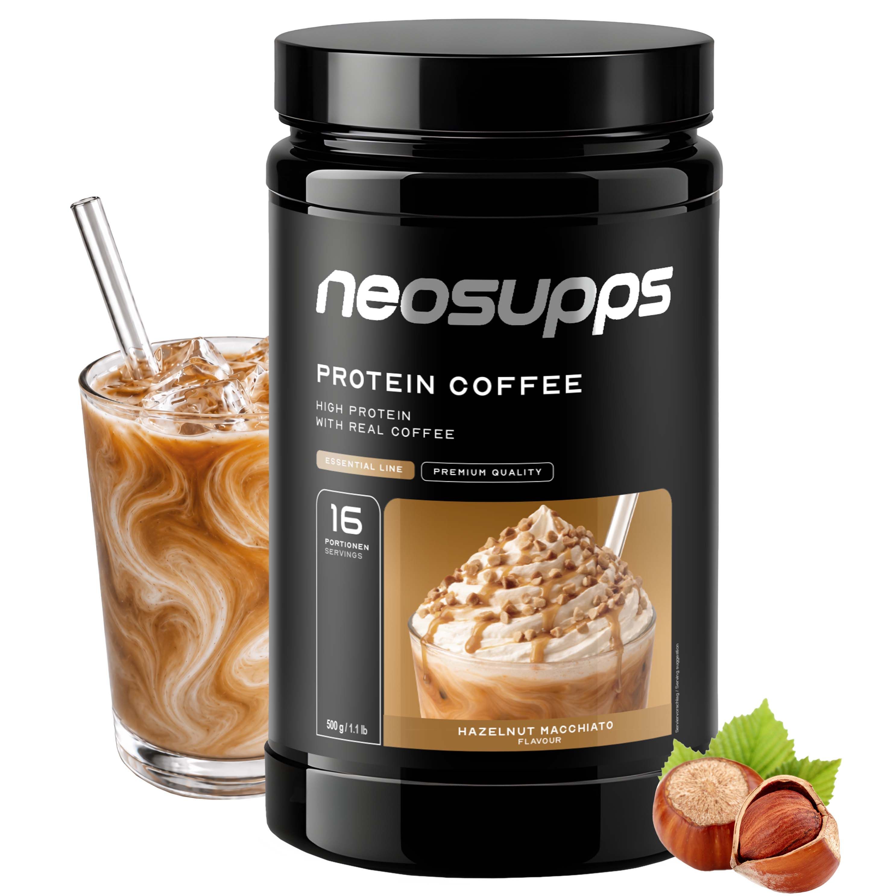 Neosupps Protein Coffee Hazelnut Machiatto, 500g, Protein Pulver mit Kaffee