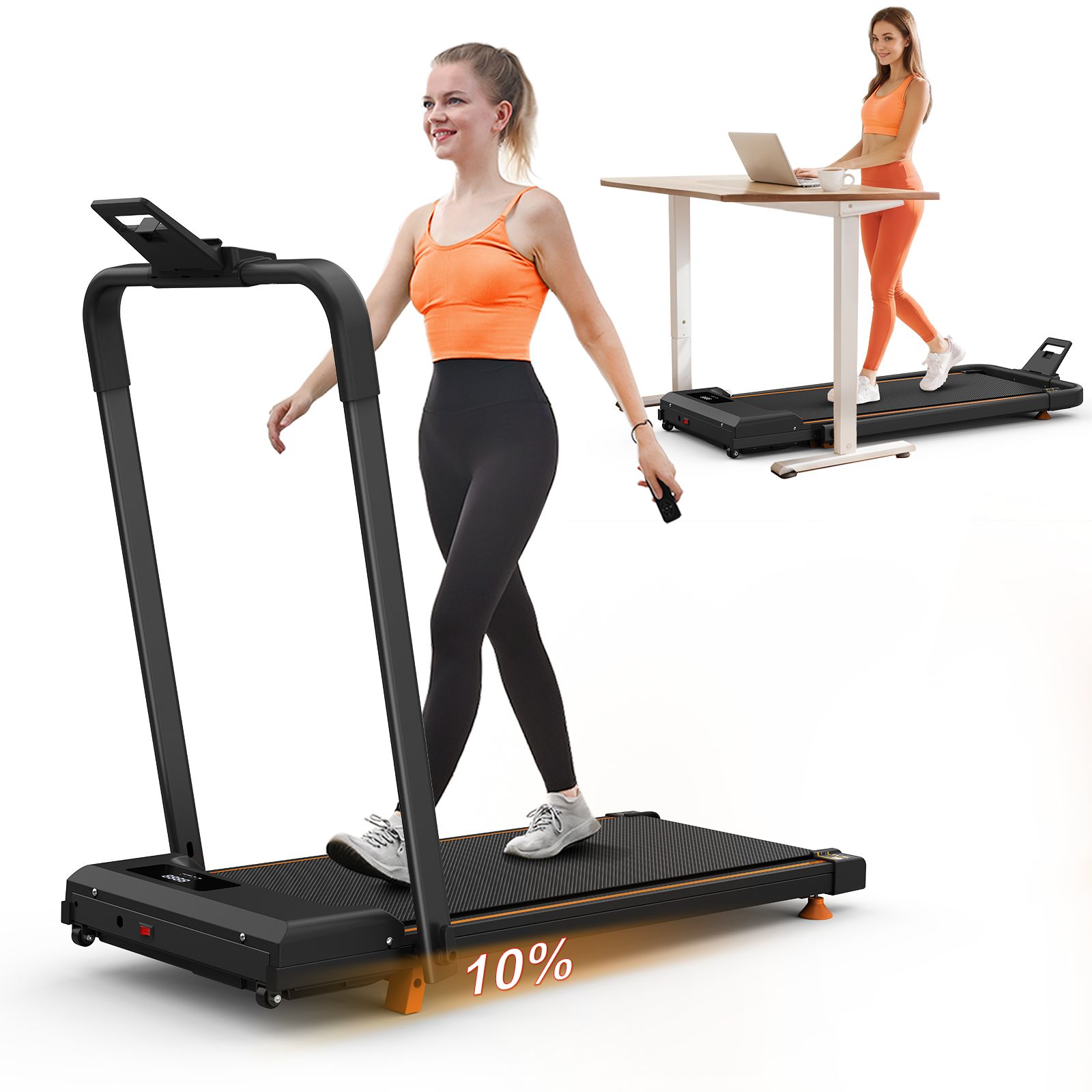 Formill Kompaktes 3-in-1-Laufband für den Schreibtisch mit Steigungsfunktion und App