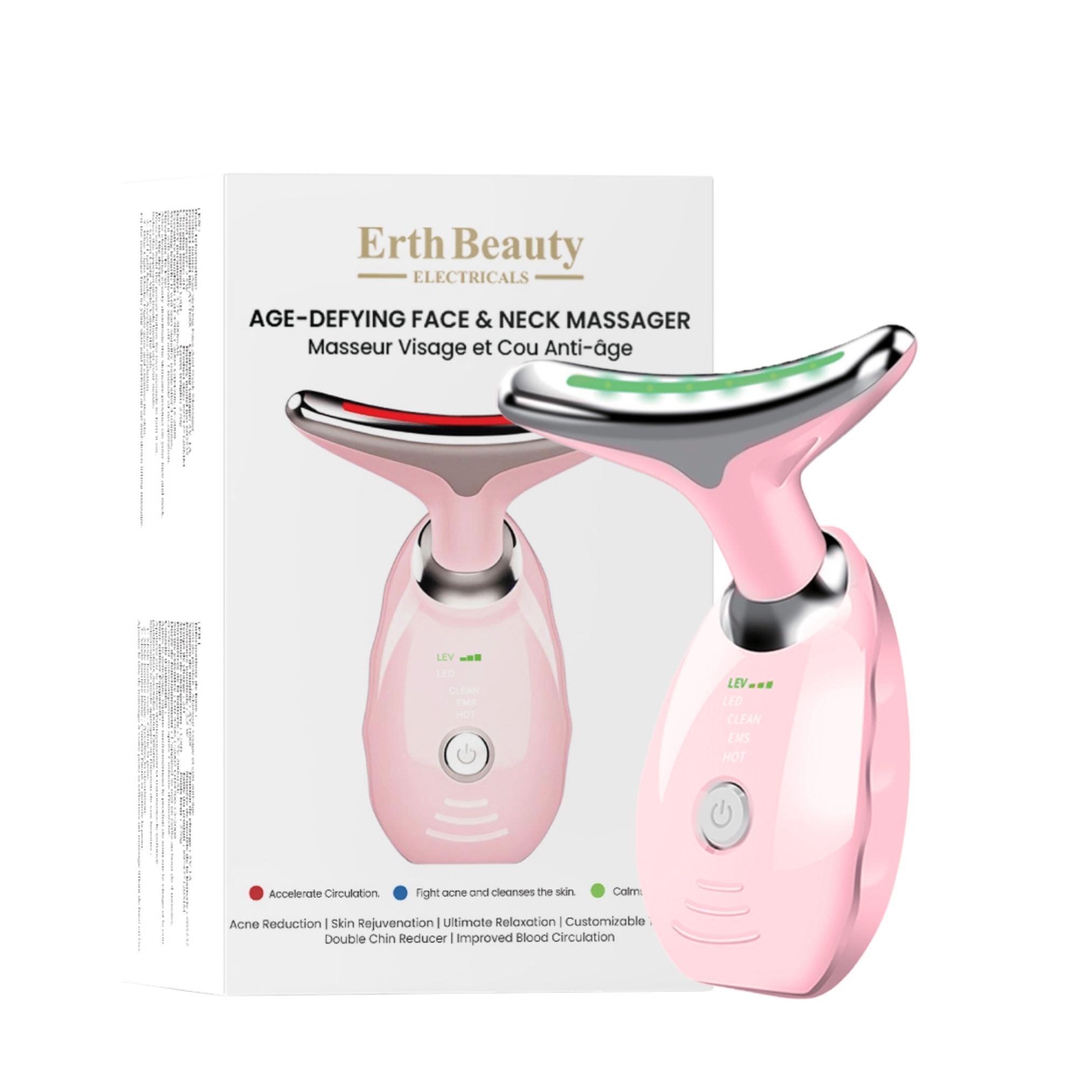 ErthSkin London Anti-Aging-Massagegerät für Gesicht und Nacken, Pink