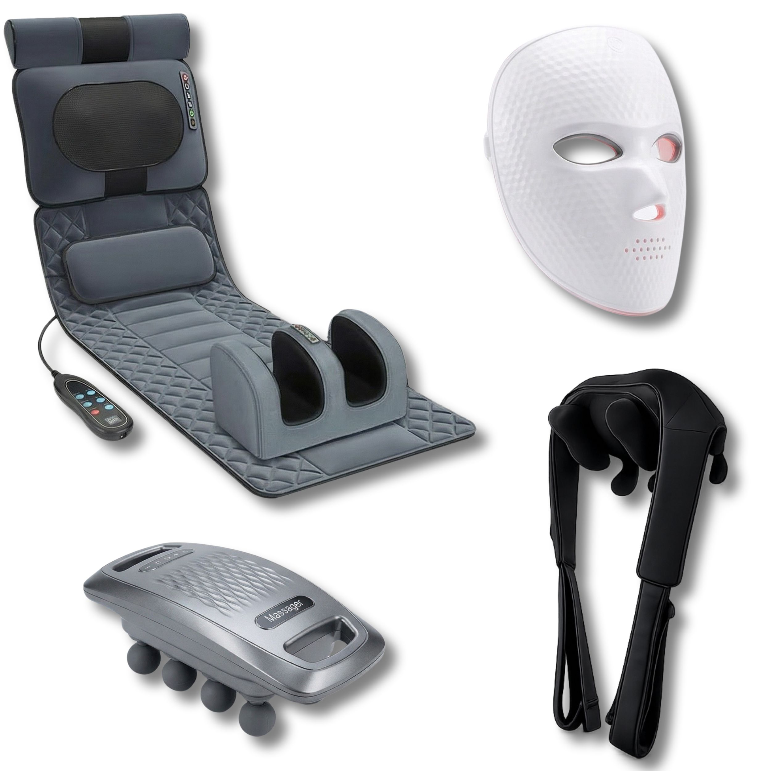 Beauty-Box – LED-Gesichtsmaske, Beheiztes Shiatsu, Massagepistole & Entspannungsmatte