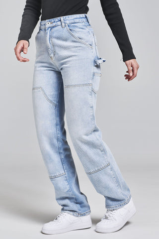 All In Female Blake Workwear Jeans Washed Light Blue