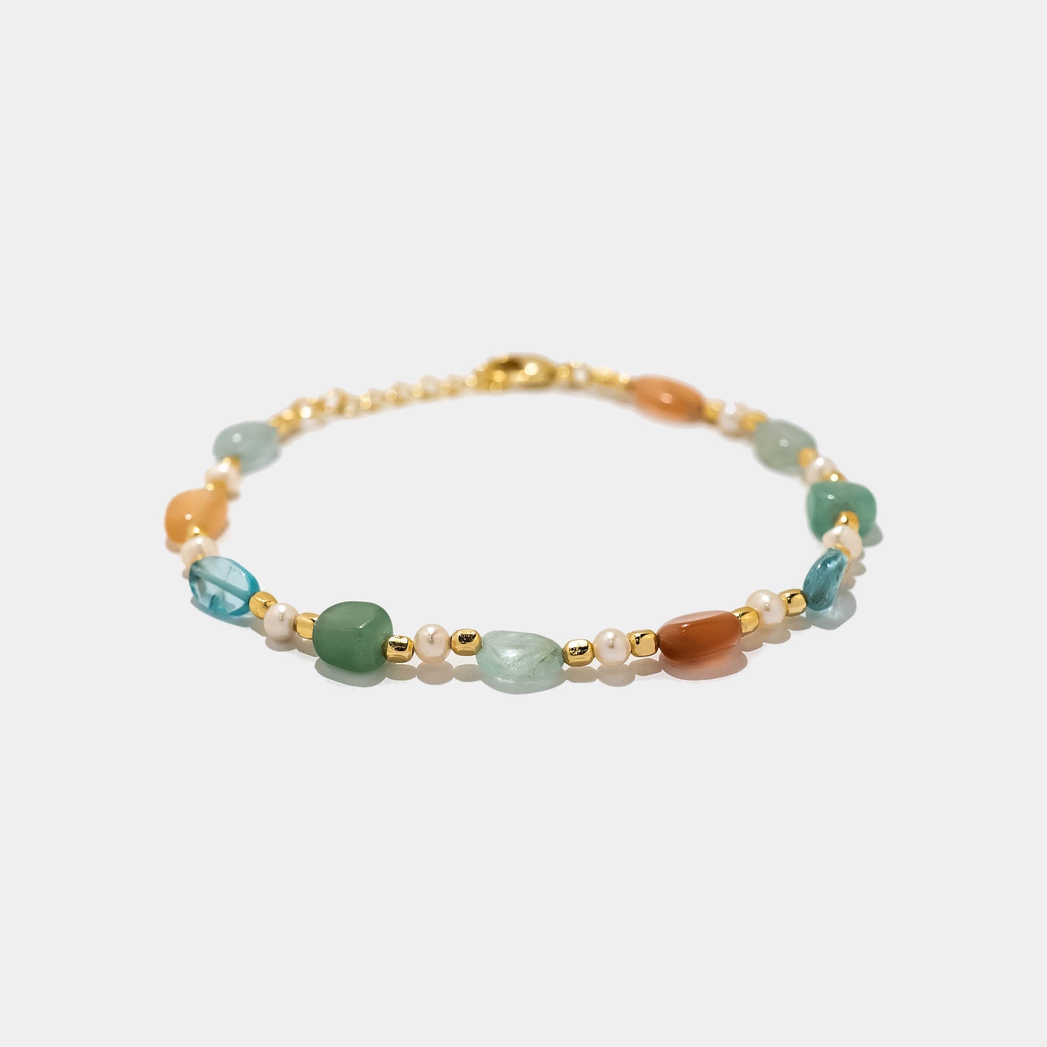 Armband Estelle Aquamarin und Peach Moonstone