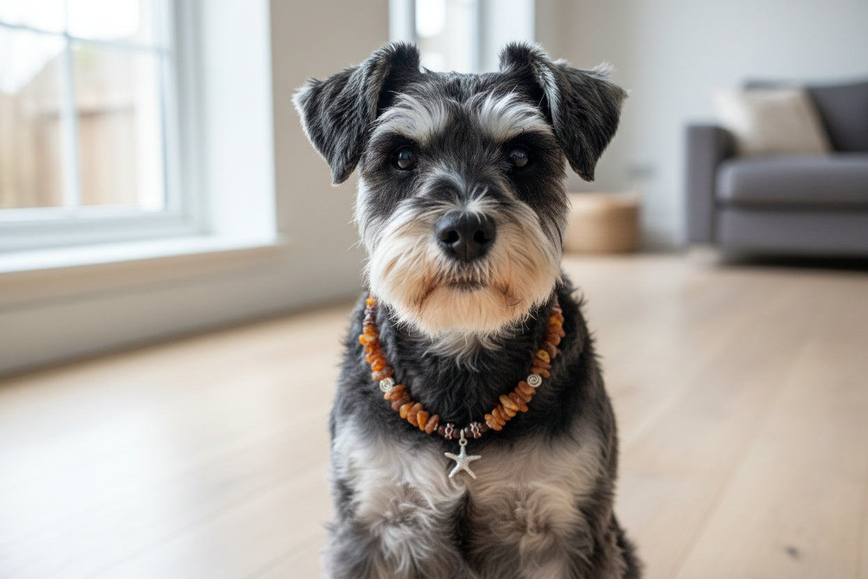 Hunde Bernsteinkette mit Jaspis Länge 33cm