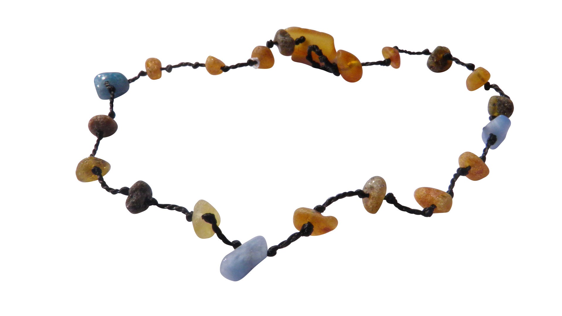 Bernstein Fusskettchen Blauquarz oder ein Kettchen für einen kleinen Hund - 28cm