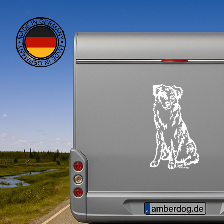 Australian Shepherd Aufkleber & Wandtattoo | Auto, Wohnmobil, Fenster - H30cm / Weiß